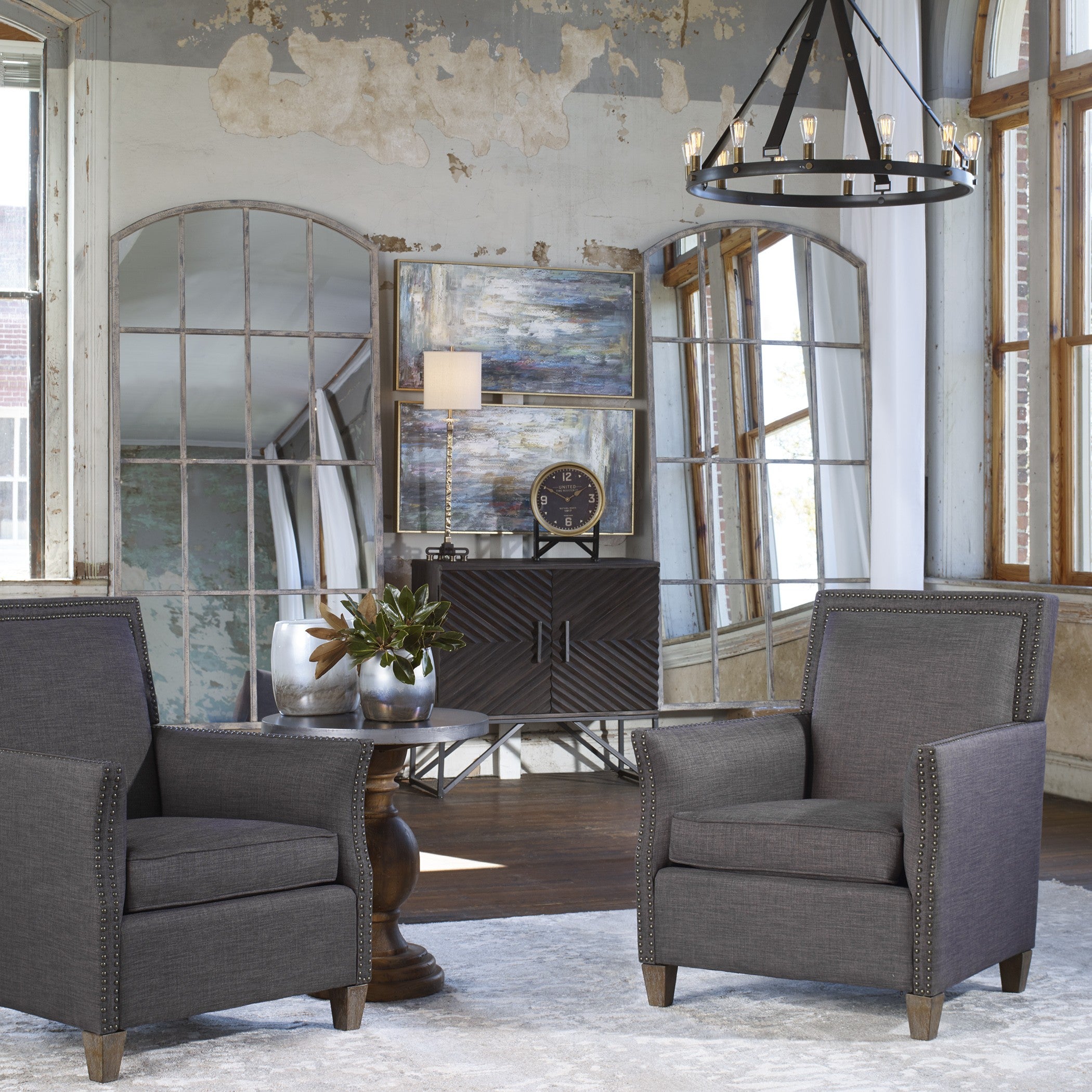 Amiel Ivory Arched Mirror by Uttermost