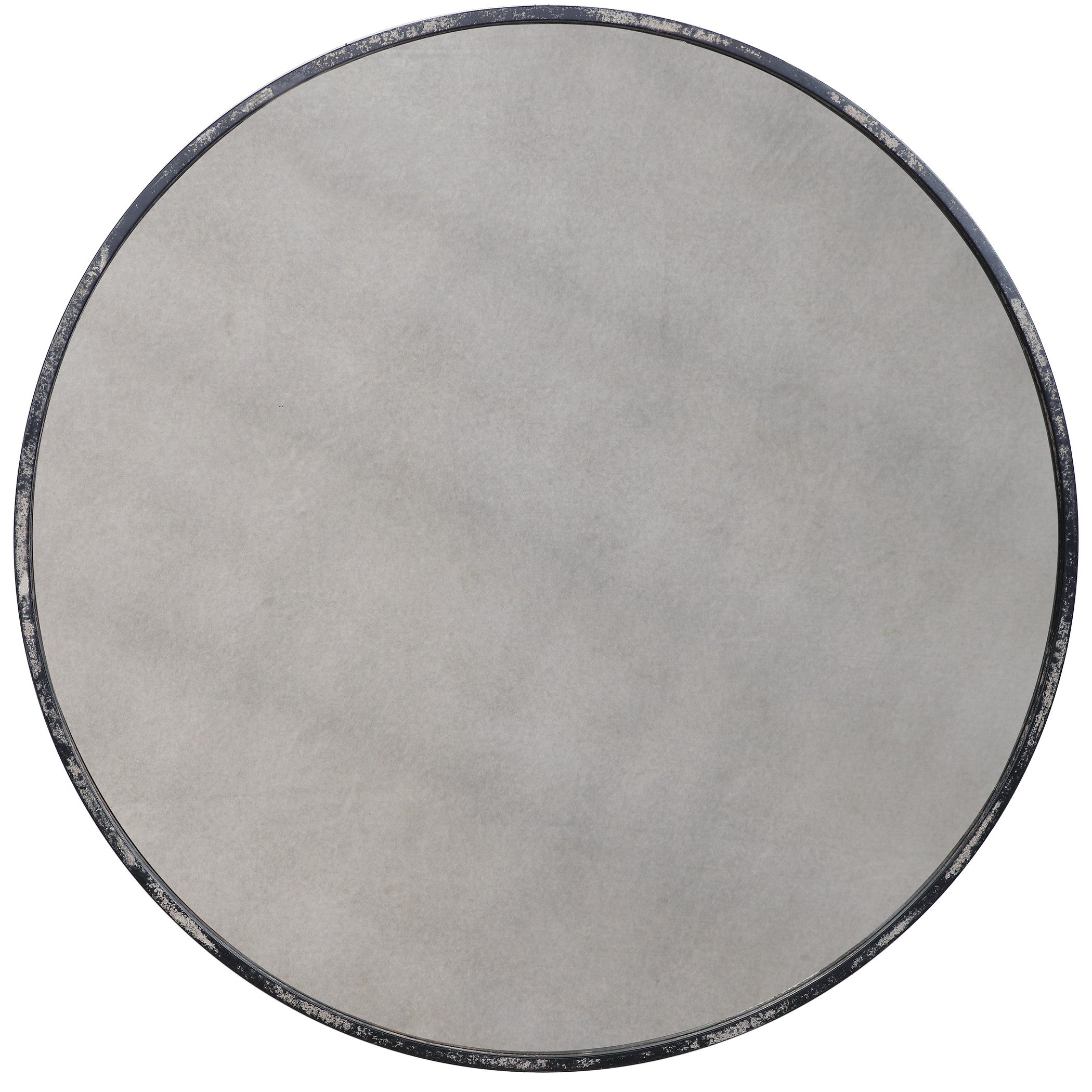 Junius Antique White Round Mirror by Uttermost