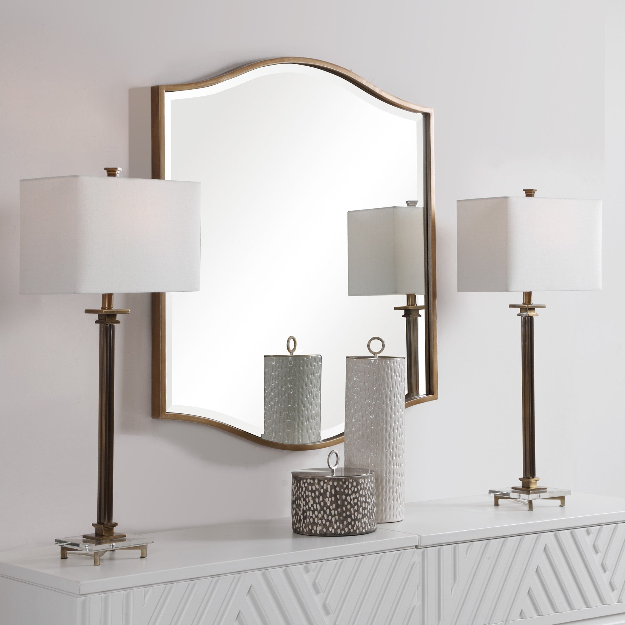 Cerise Square Mirror in Gold by Uttermost