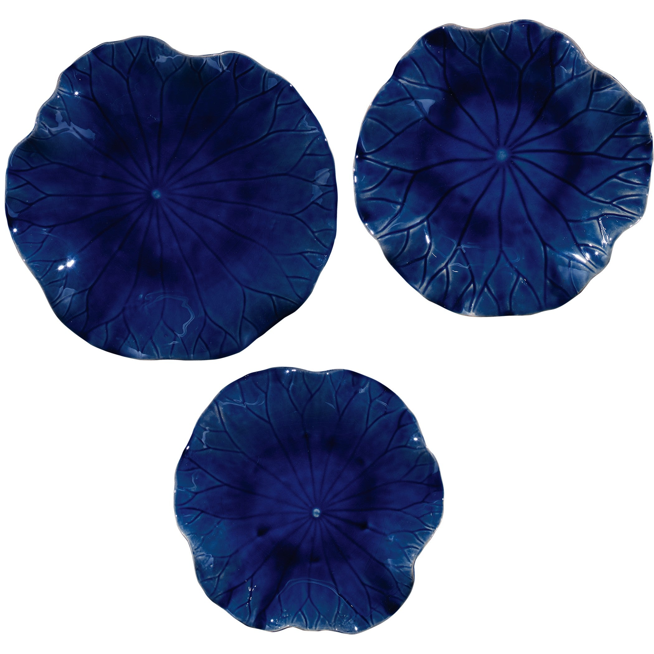 Abella Ceramic Wall-Mounted Bowls in Blue - Set of 3 by Uttermost