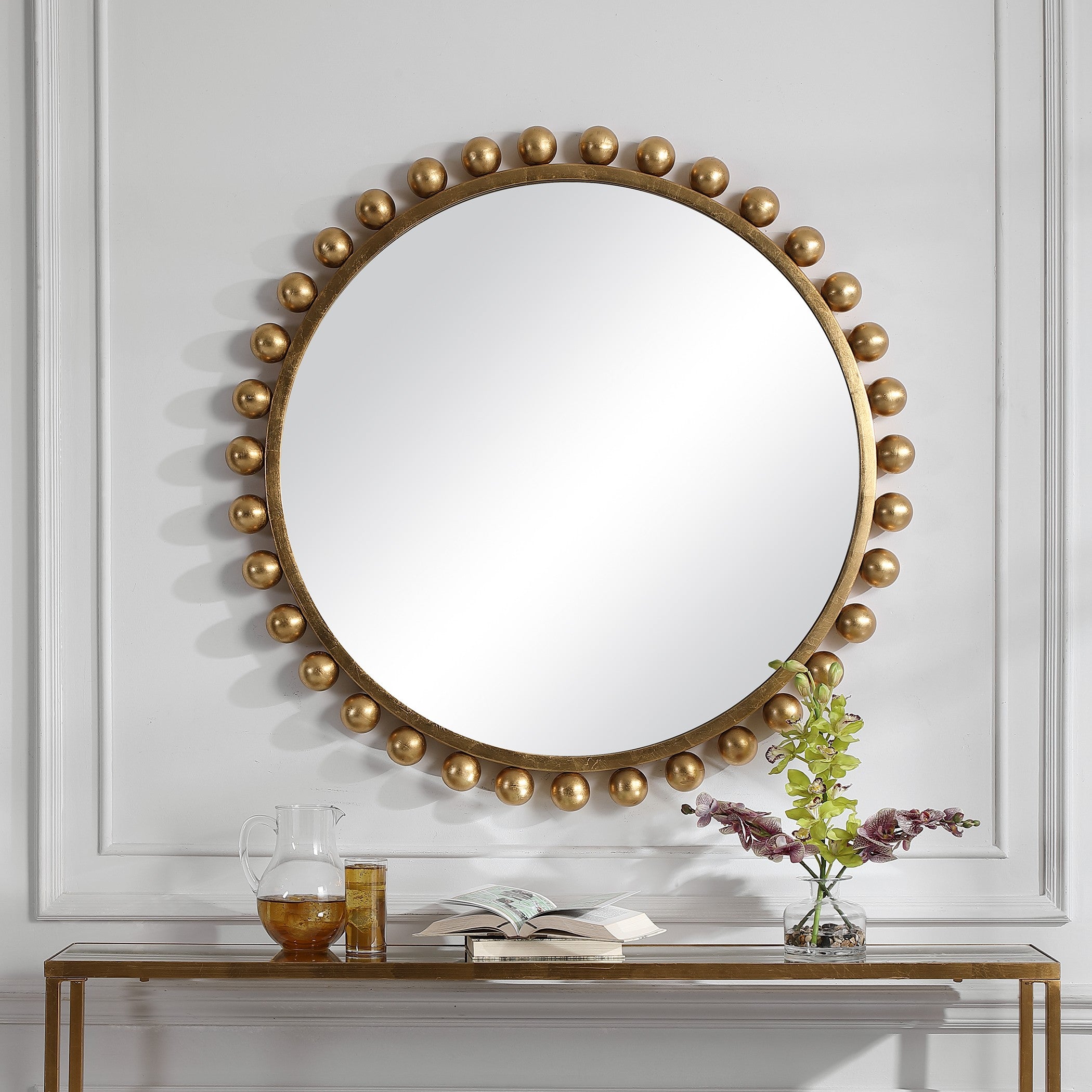 Cyra Gold Round Mirror by Uttermost