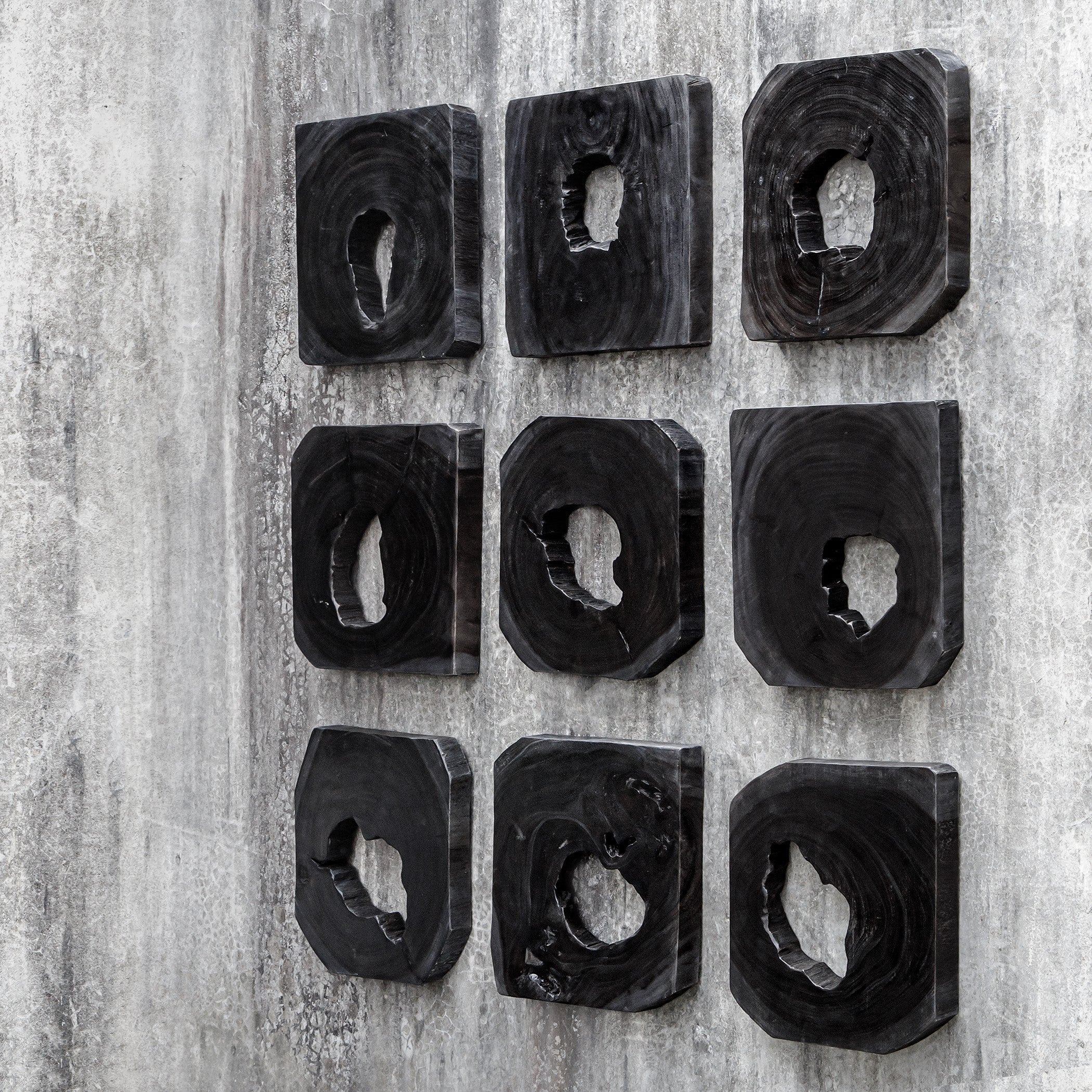 Bahati Ebony Wood Wall Art - Set of 9 by Uttermost