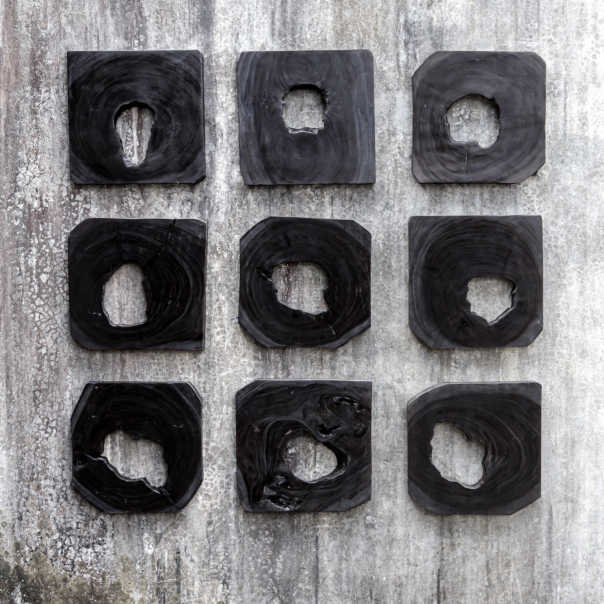 Bahati Ebony Wood Wall Art - Set of 9 by Uttermost