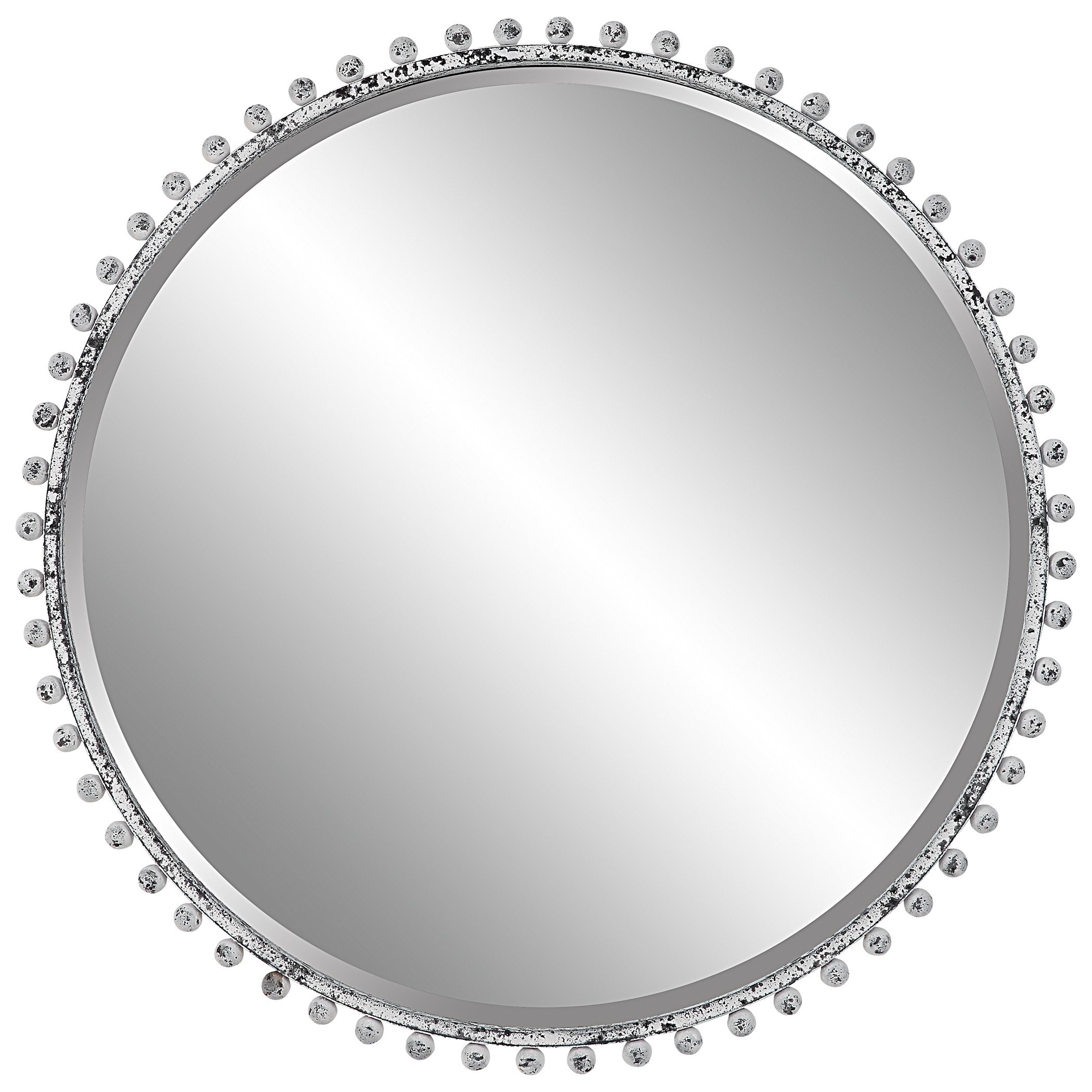 Taza Aged White Round Mirror by Uttermost
