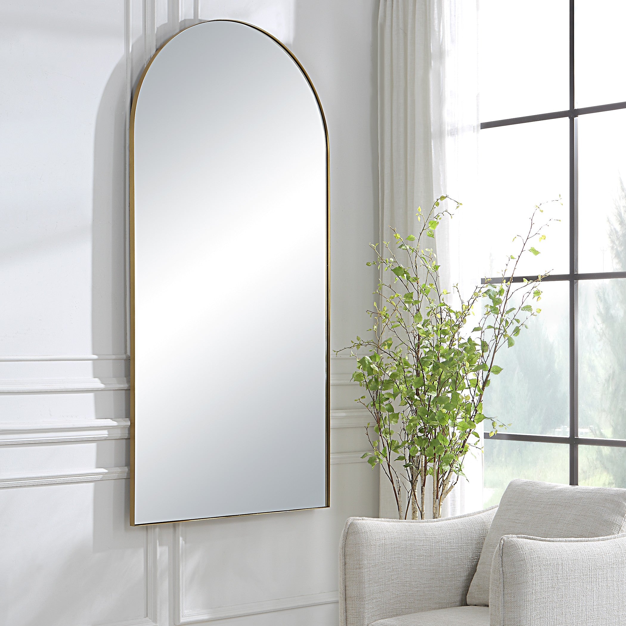 Crosley Antique Brass Arch Mirror by Uttermost