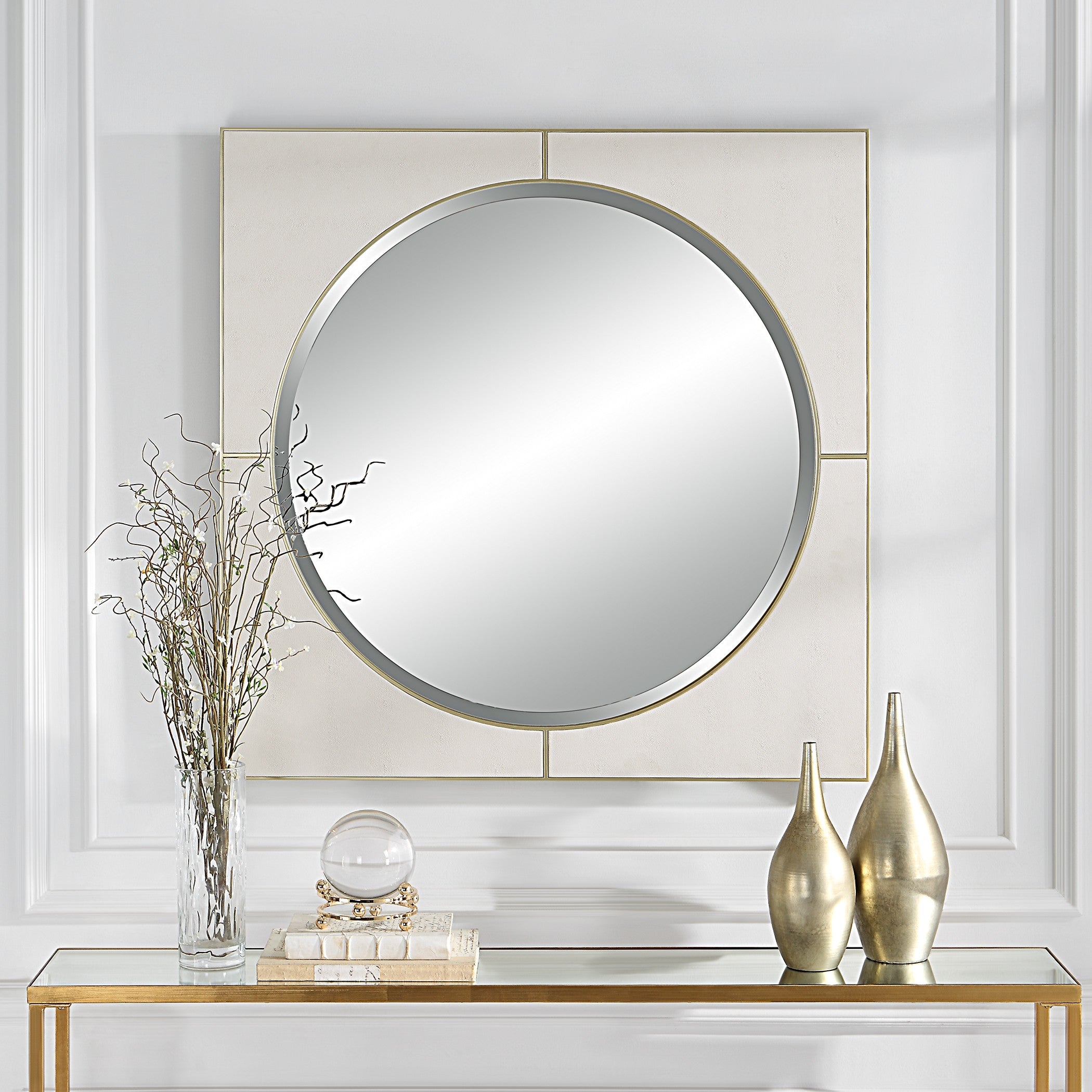 Cyprus White Square Mirror by Uttermost