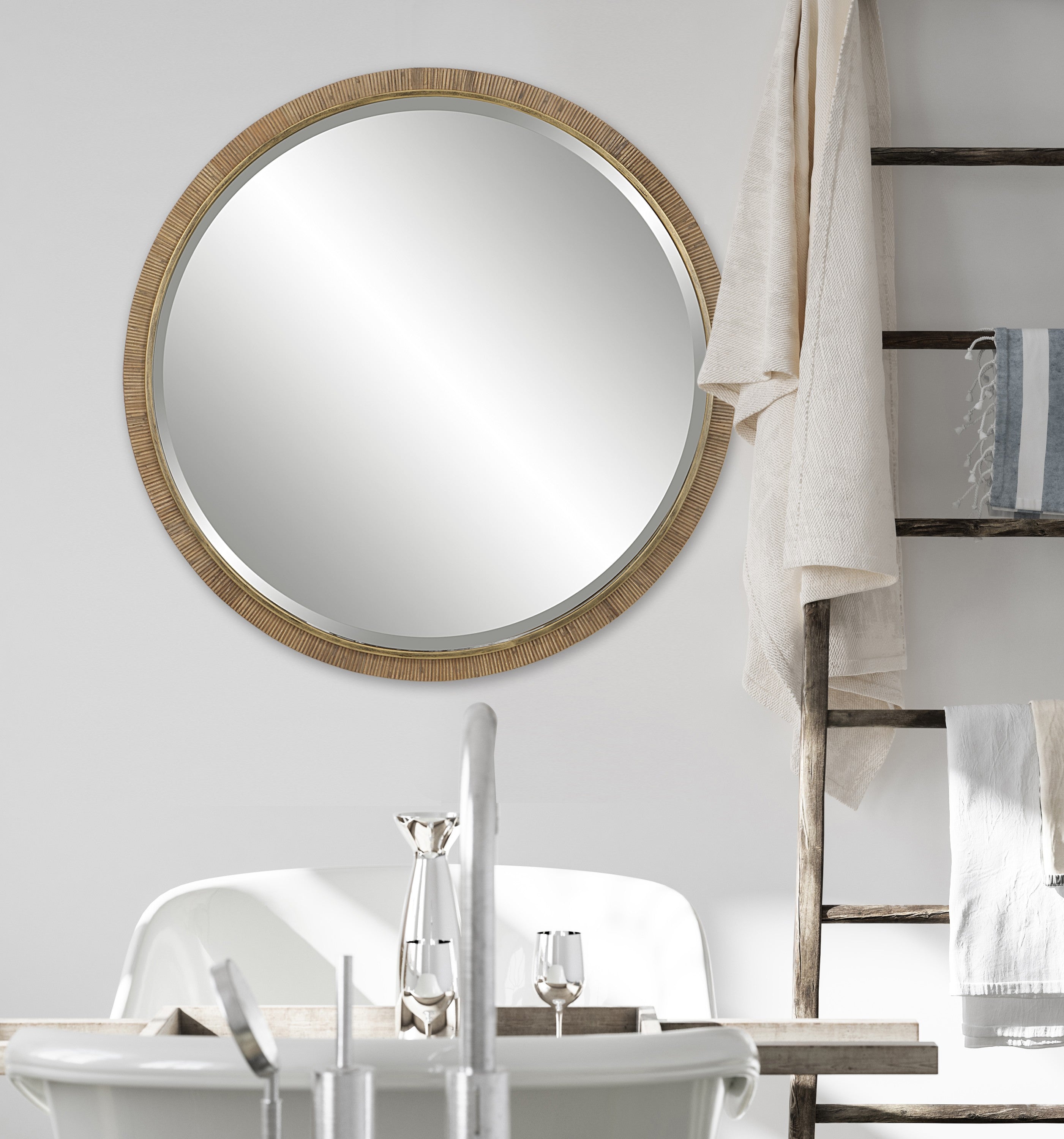 Paradise Round Rattan Mirror by Uttermost
