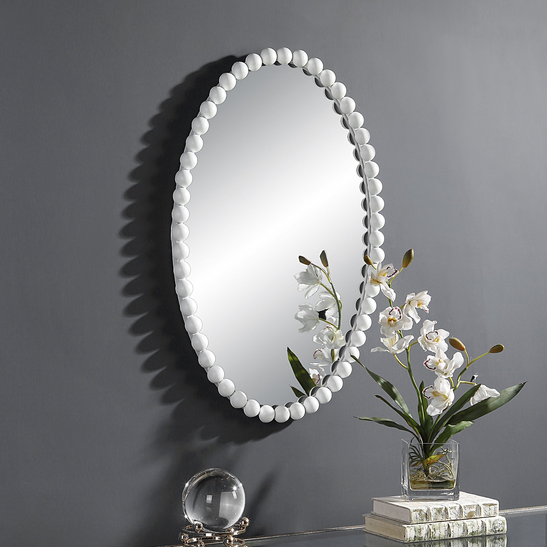 Serna White Oval Mirror by Uttermost