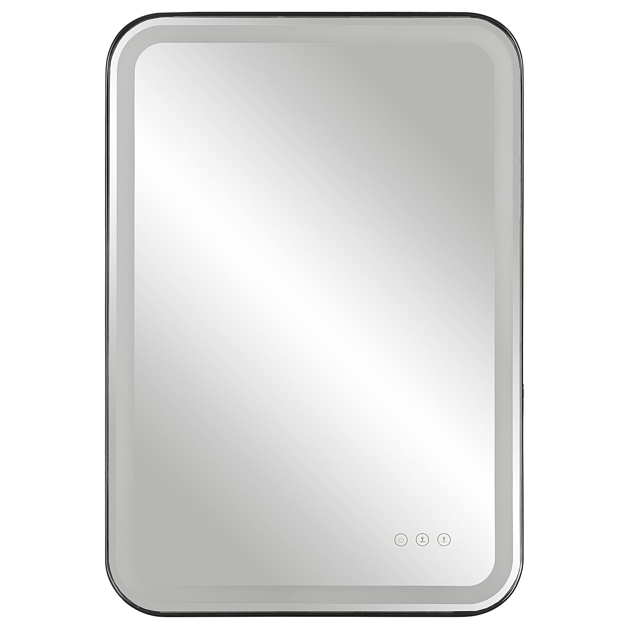 Crofton Rectangular Light Up Mirror in Black by Uttermost