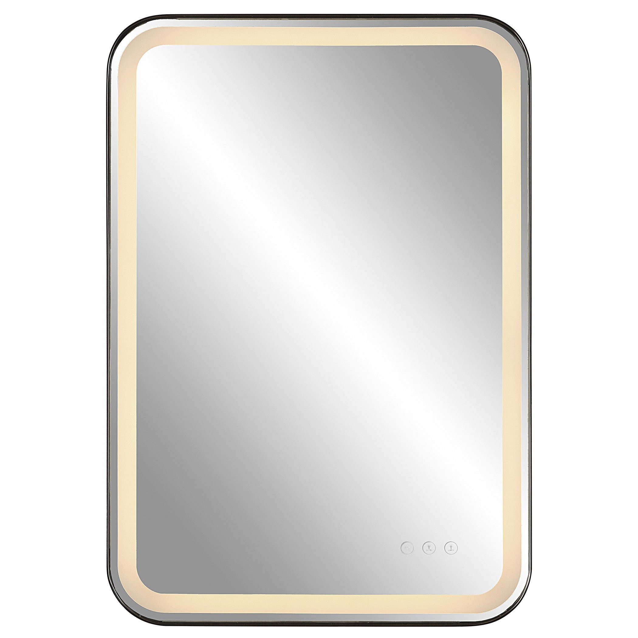 Crofton Rectangular Light Up Mirror in Black by Uttermost