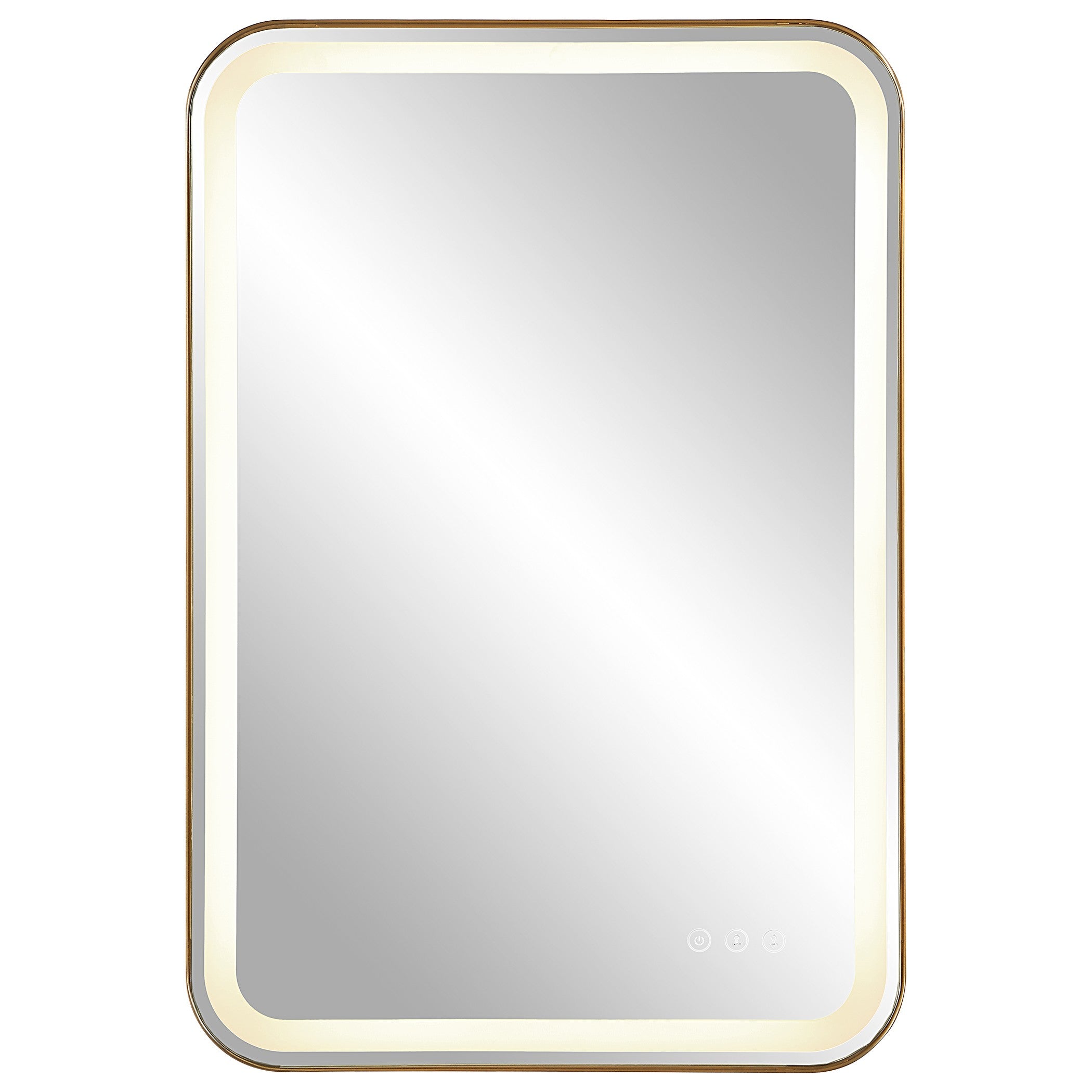 Crofton Lighted Brass Vanity Mirror by Uttermost