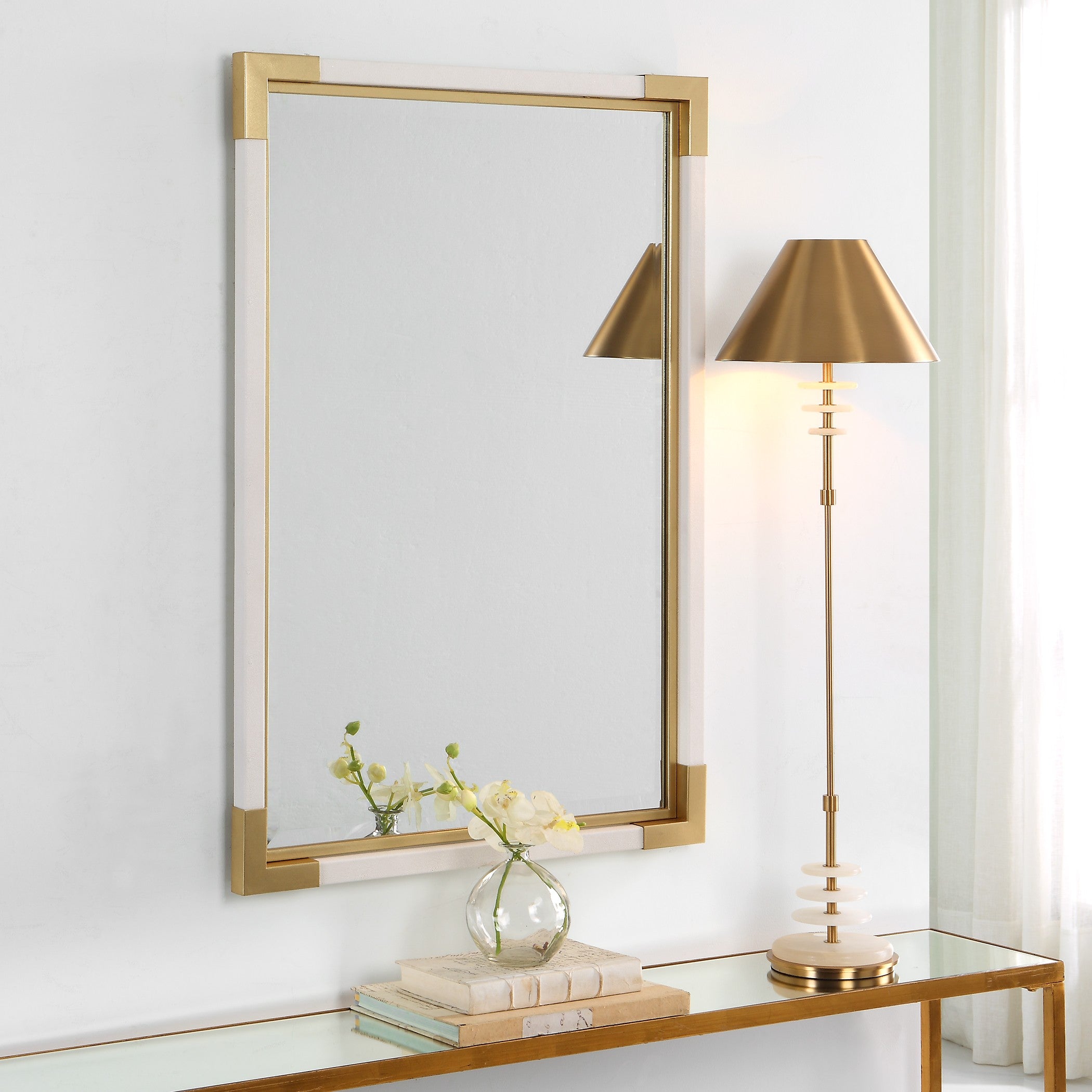 Malik White & Gold Mirror by Uttermost