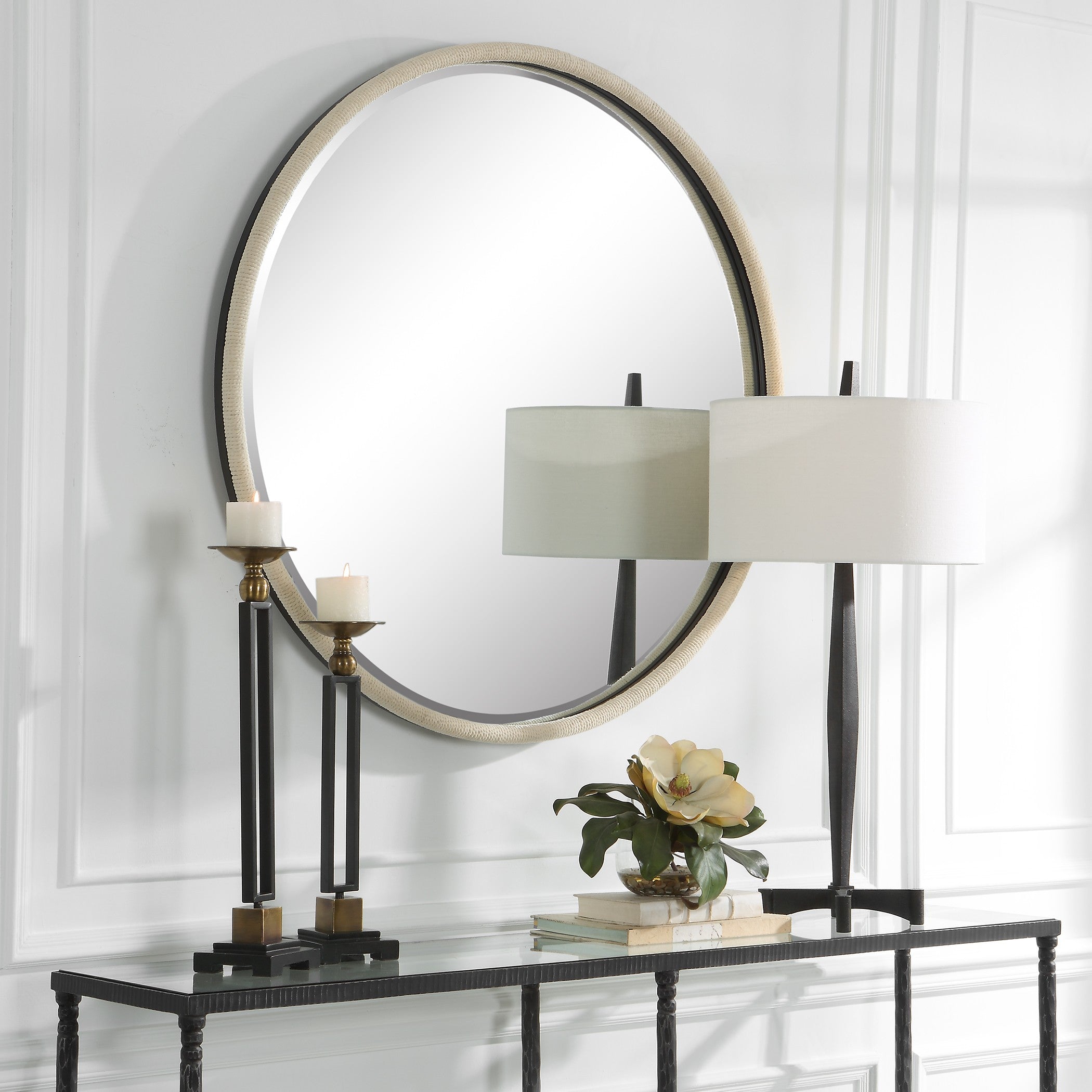 Ranchero White Round Mirror by Uttermost