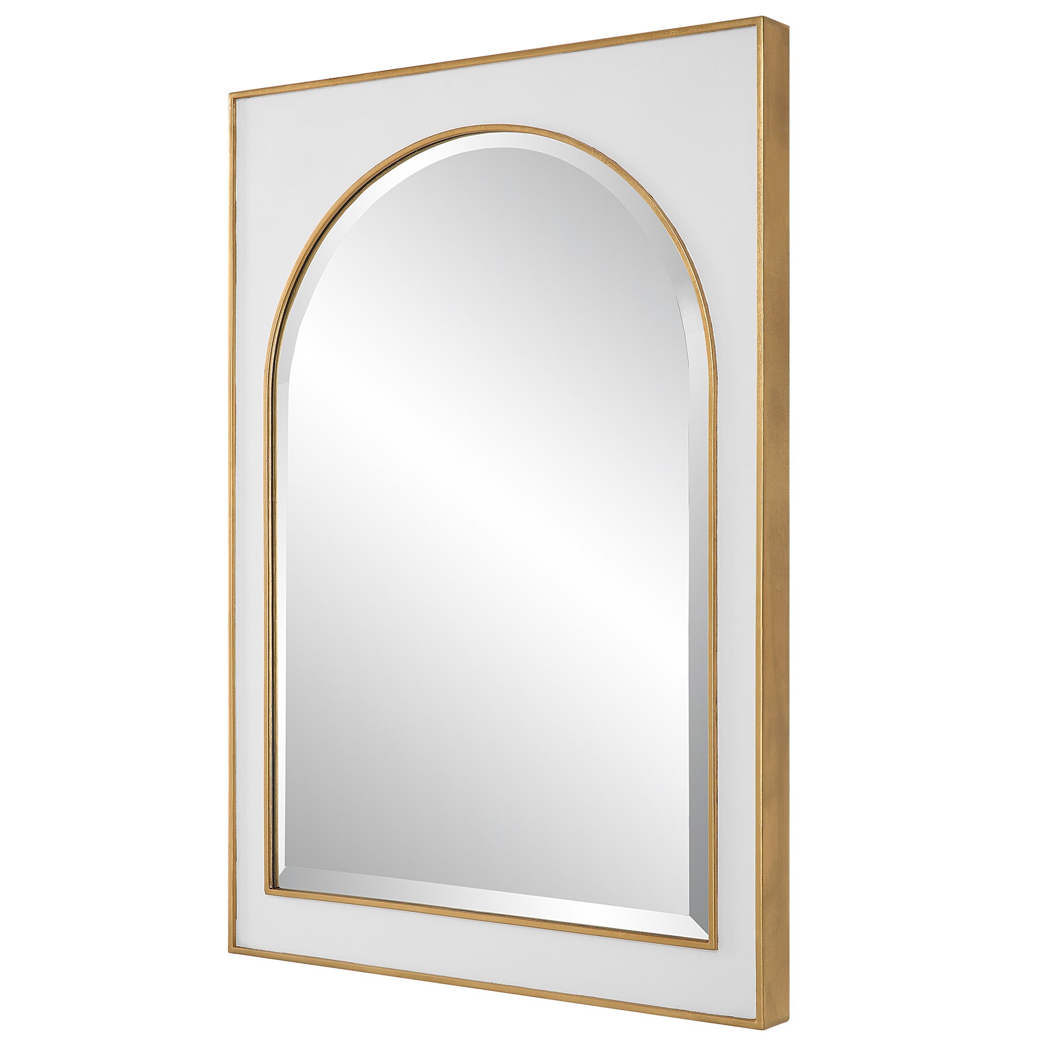 Crisanta Gloss White Arch Mirror by Uttermost