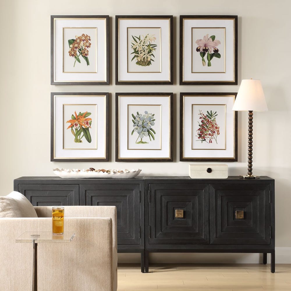 Orchid Botanical Framed Prints Set of 6 by Uttermost