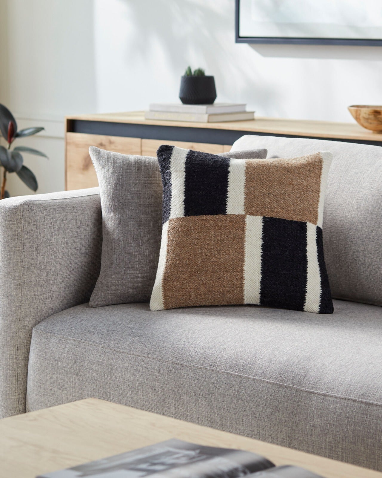 Osmund Woven Cushion in Black by Keiichi