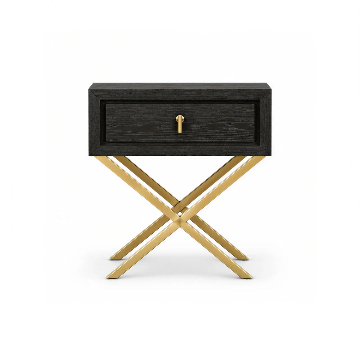 Oxford Side Table in Espresso Oak Wood with Gold Handle & Legs Berkeley Designs