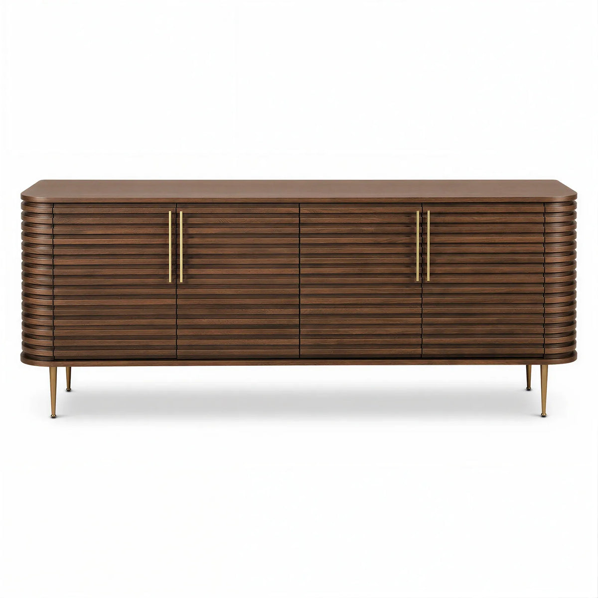 Paris Brown Walnut Wood & Brass Sideboard Berkeley Designs