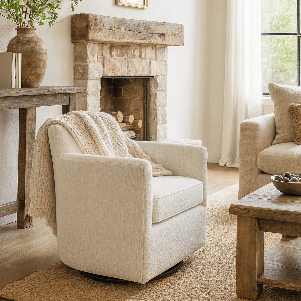 Paxford Swivel Chair in Off-White by Keiichi