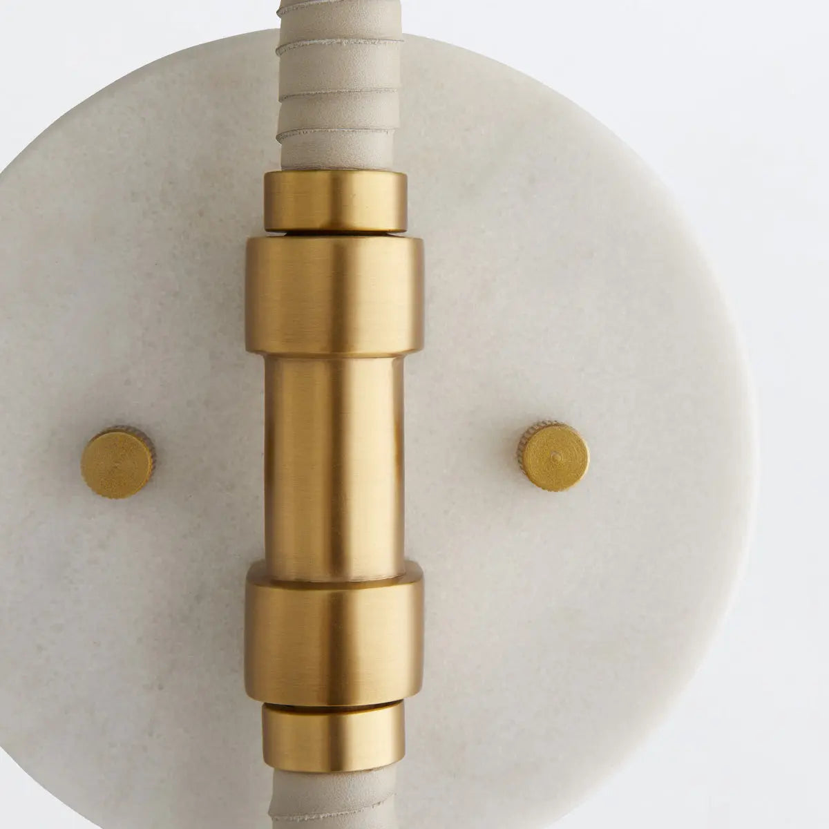Aaron Antique Brass Wall Light with White Marble & Cream Leather by Arteriors