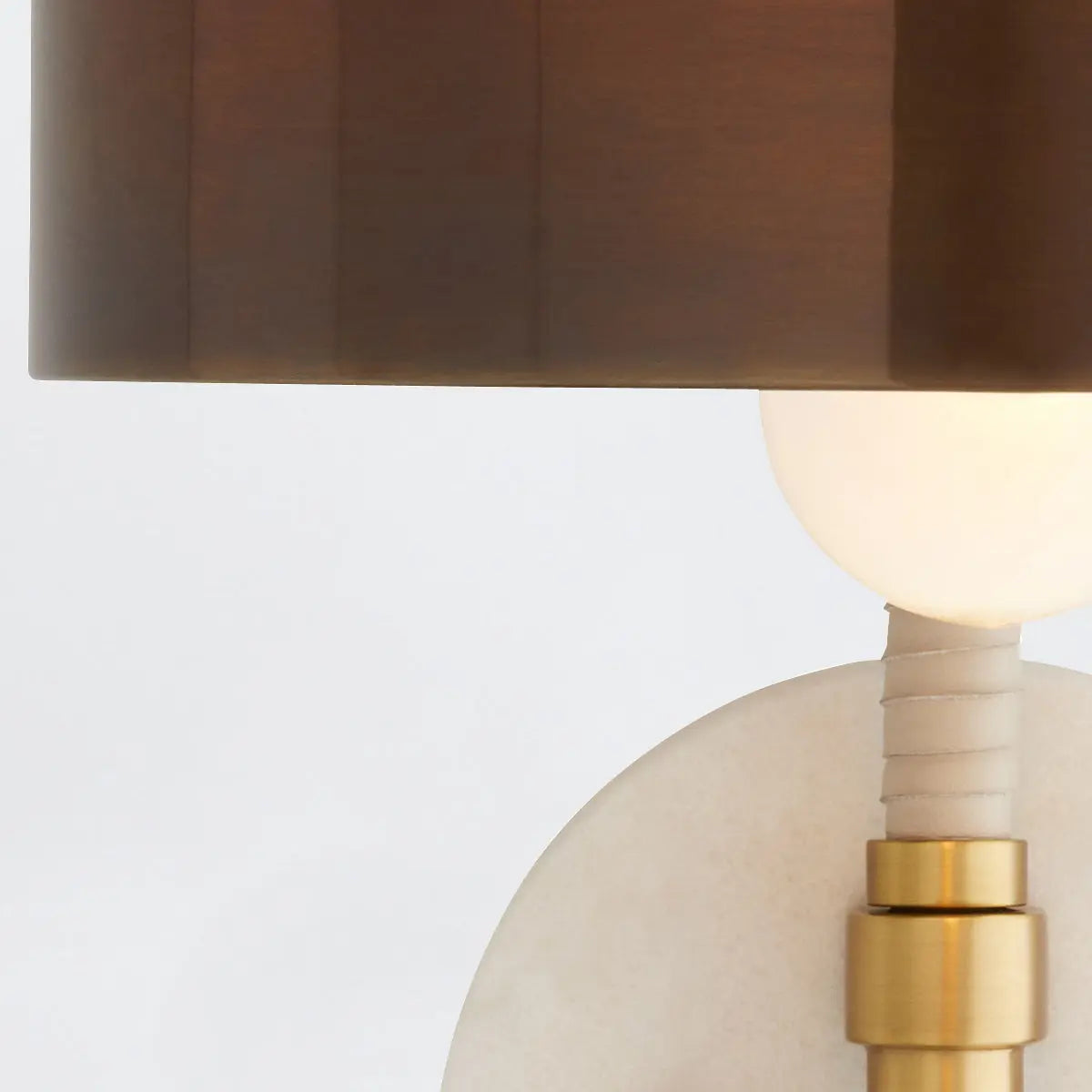 Aaron Antique Brass Wall Light with White Marble & Cream Leather by Arteriors