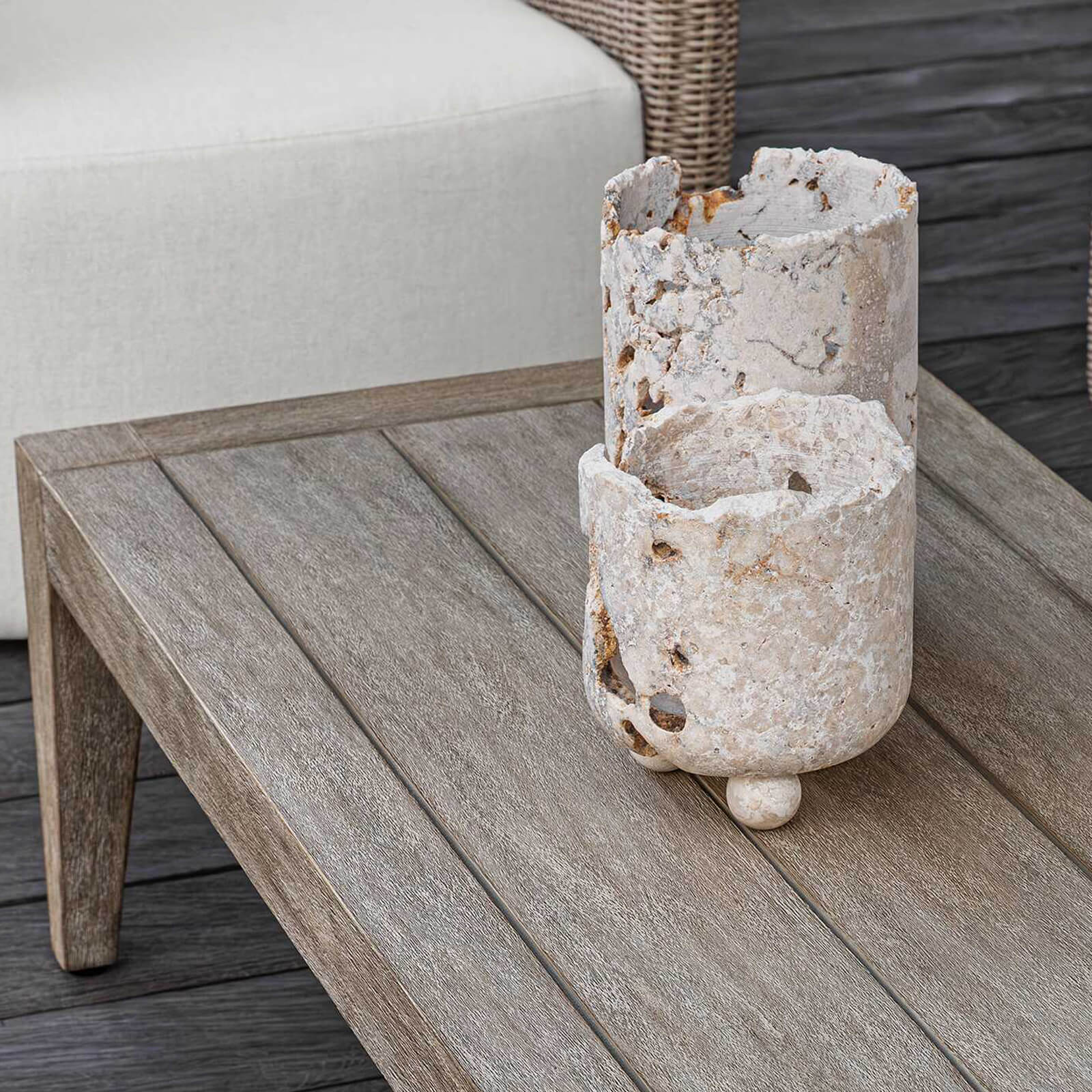Quarried Stone Indoor-Outdoor Candleholders - Set of 2 by Uttermost