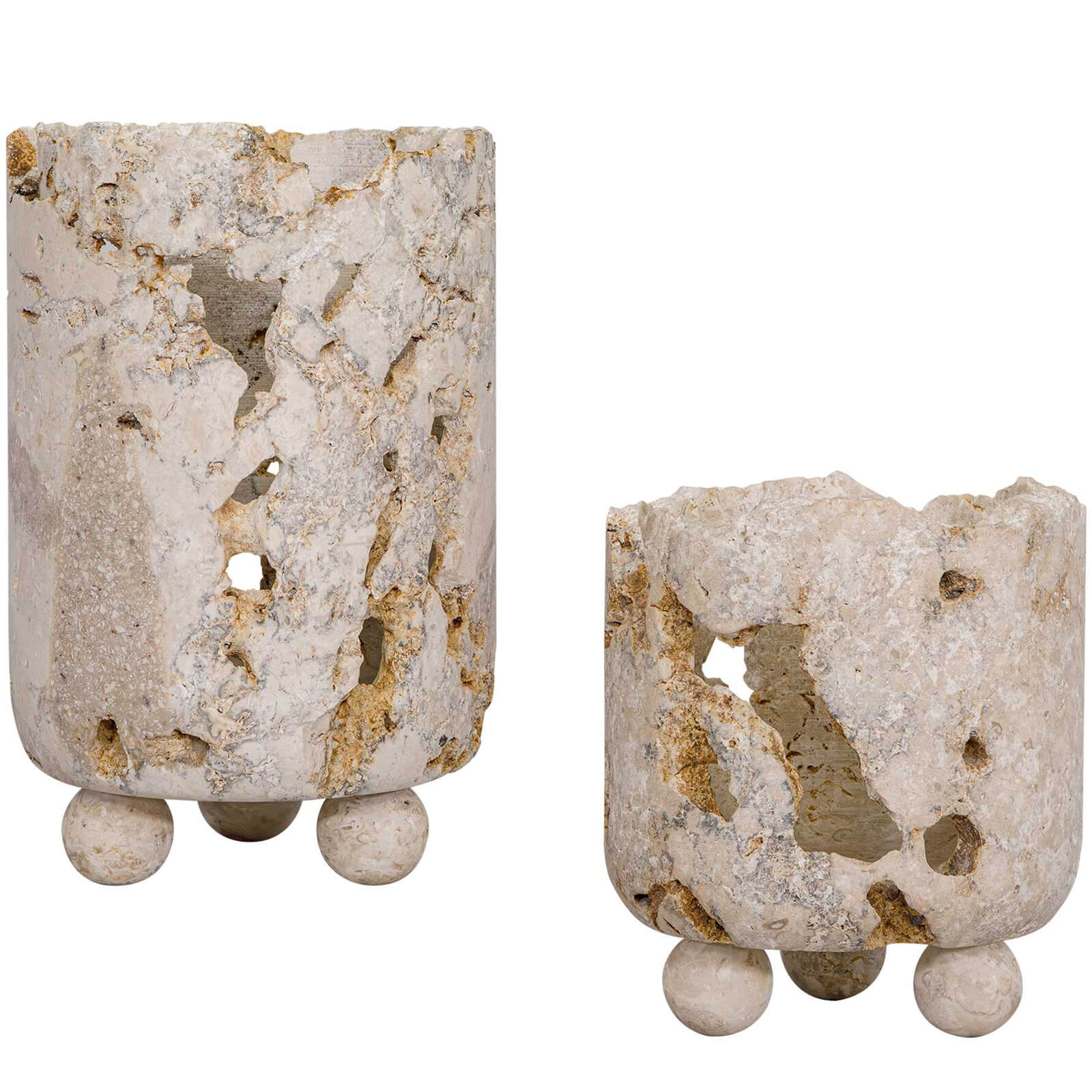 Quarried Stone Indoor-Outdoor Candleholders - Set of 2 by Uttermost