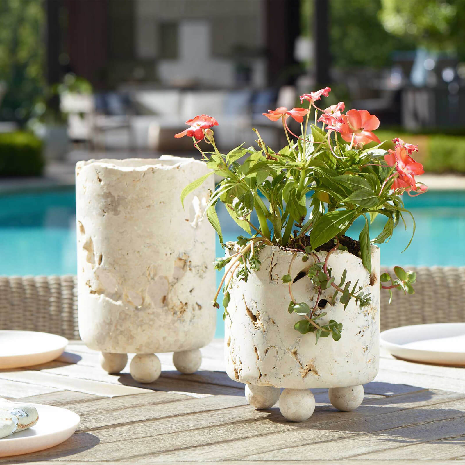 Quarried Stone Indoor-Outdoor Candleholders - Set of 2 by Uttermost