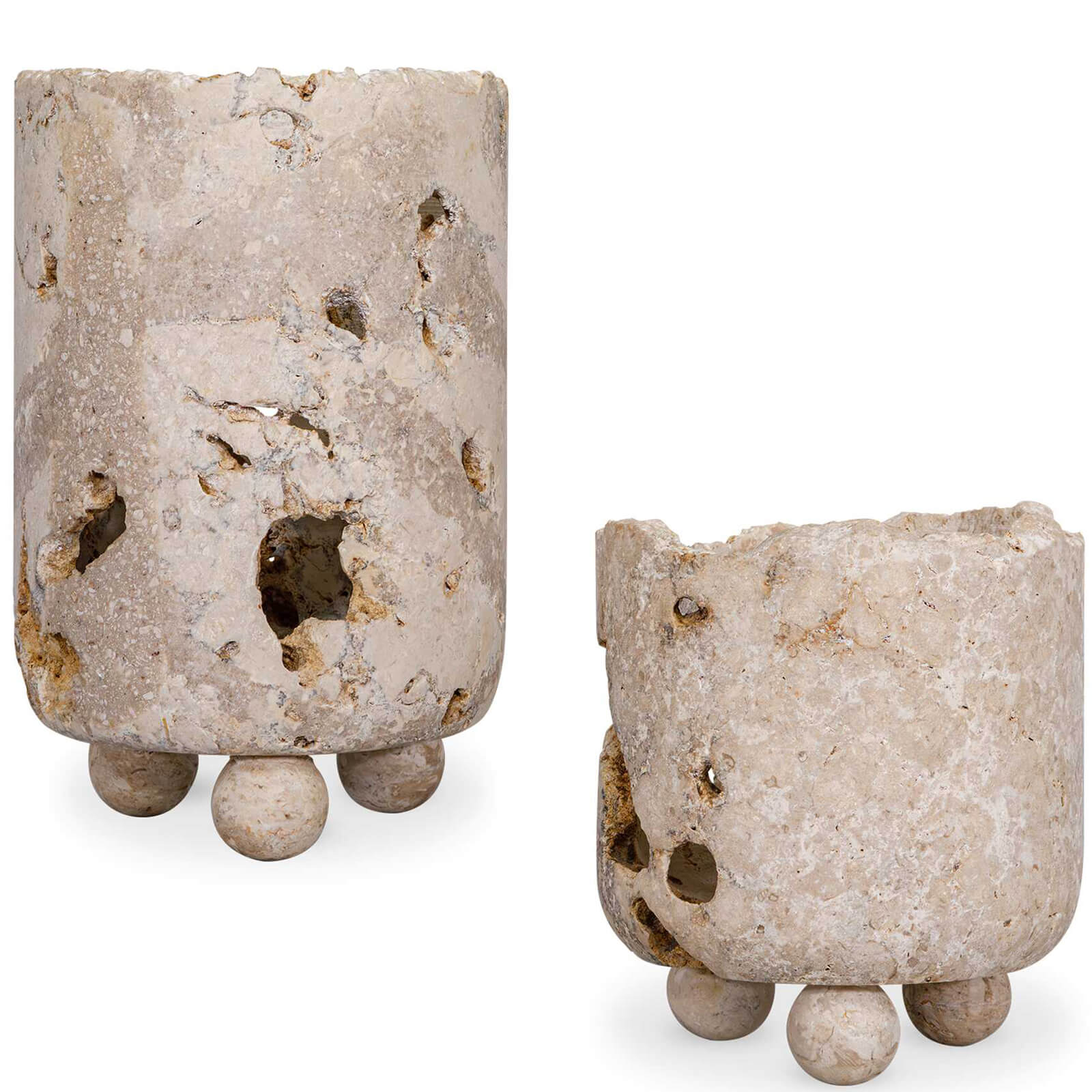 Quarried Stone Indoor-Outdoor Candleholders - Set of 2 by Uttermost