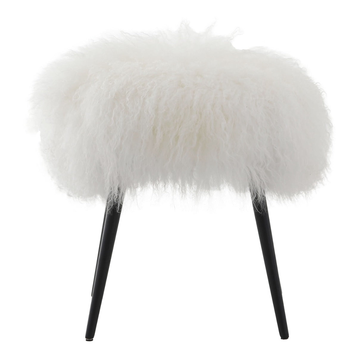 Baaarb Stool in White Faux Sheepskin by Keiichi