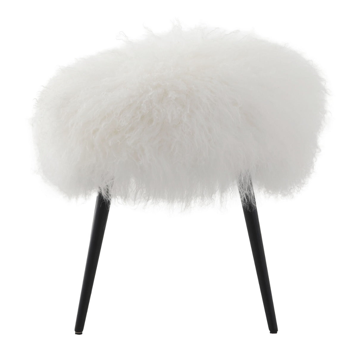 Baaarb Stool in White Faux Sheepskin by Keiichi