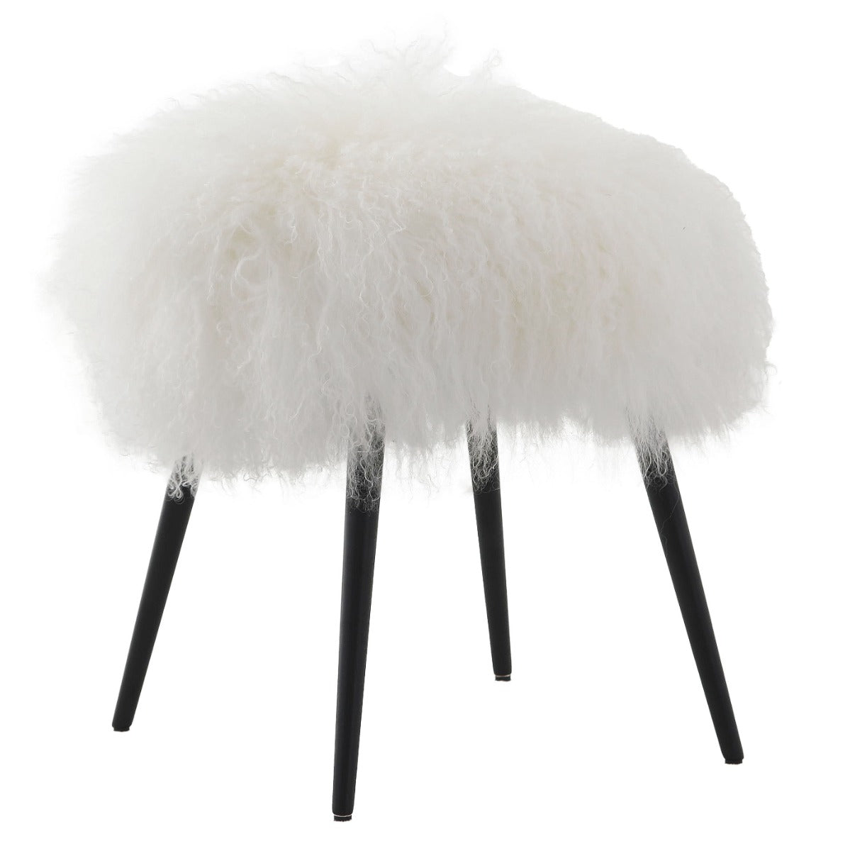 Baaarb Stool in White Faux Sheepskin by Keiichi