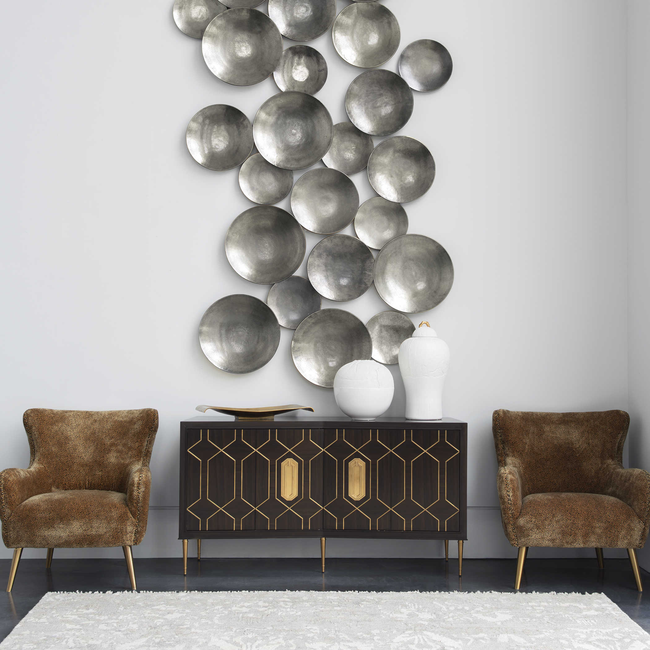 Aitana Metal Wall-Mounted Bowls in Silver - Set of 3 by Uttermost
