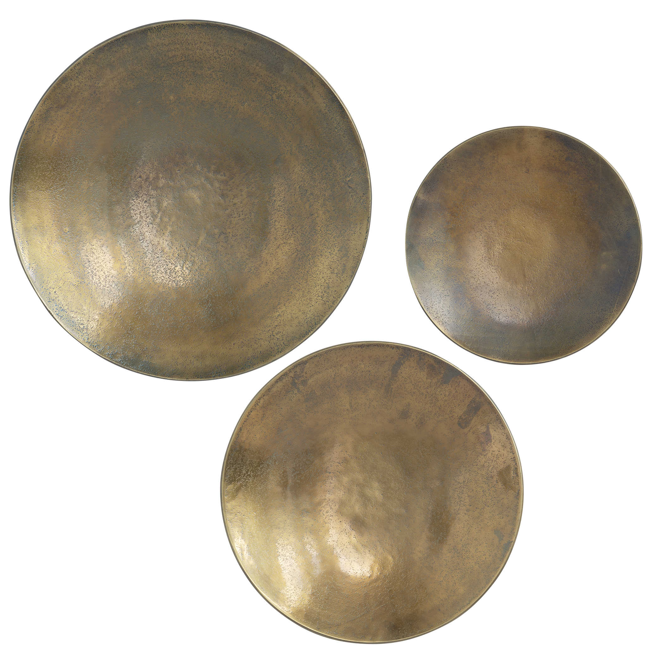 Aitana Wall-Mounted Bowls in Antique Brass - Set of 3 by Uttermost