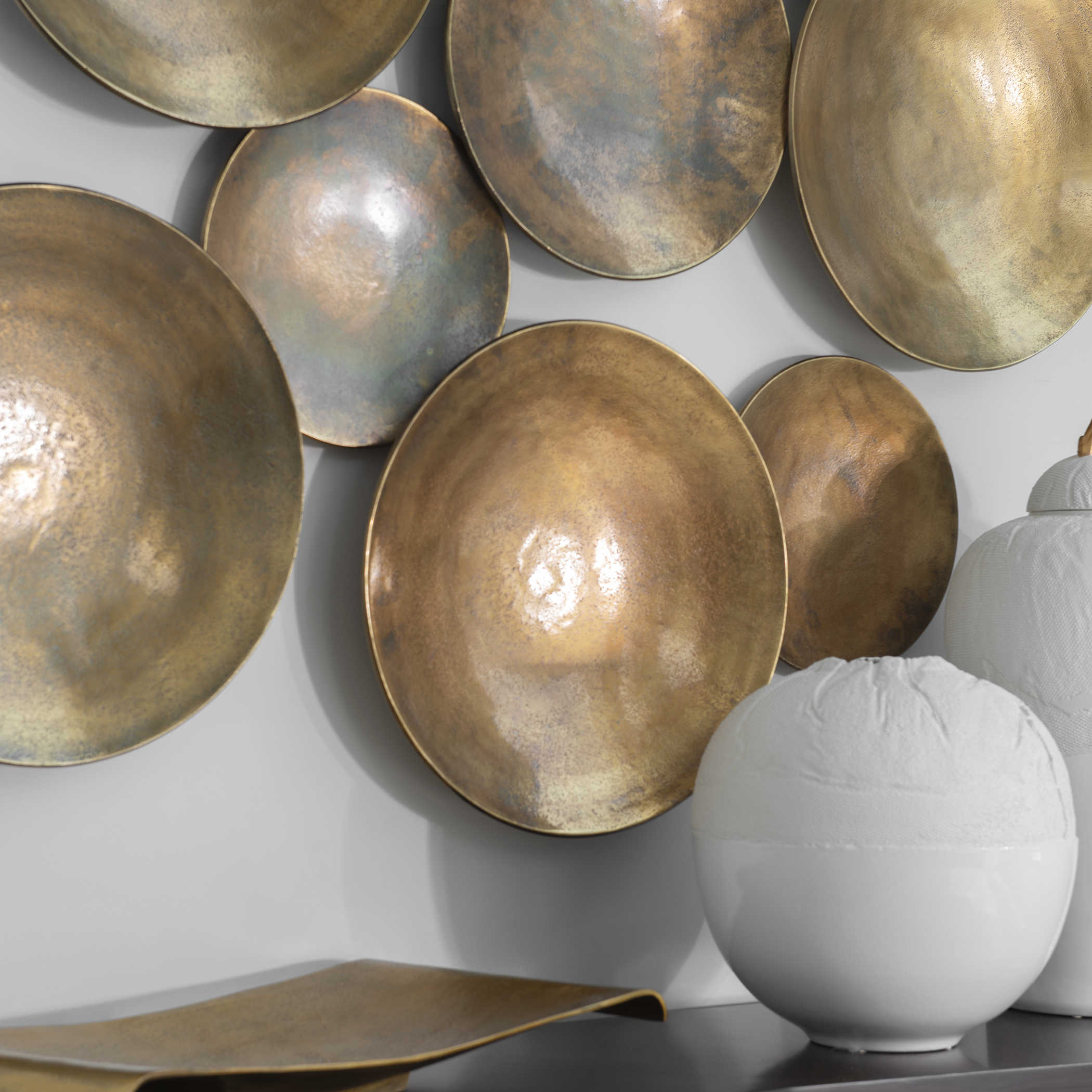 Aitana Wall-Mounted Bowls in Antique Brass - Set of 3 by Uttermost