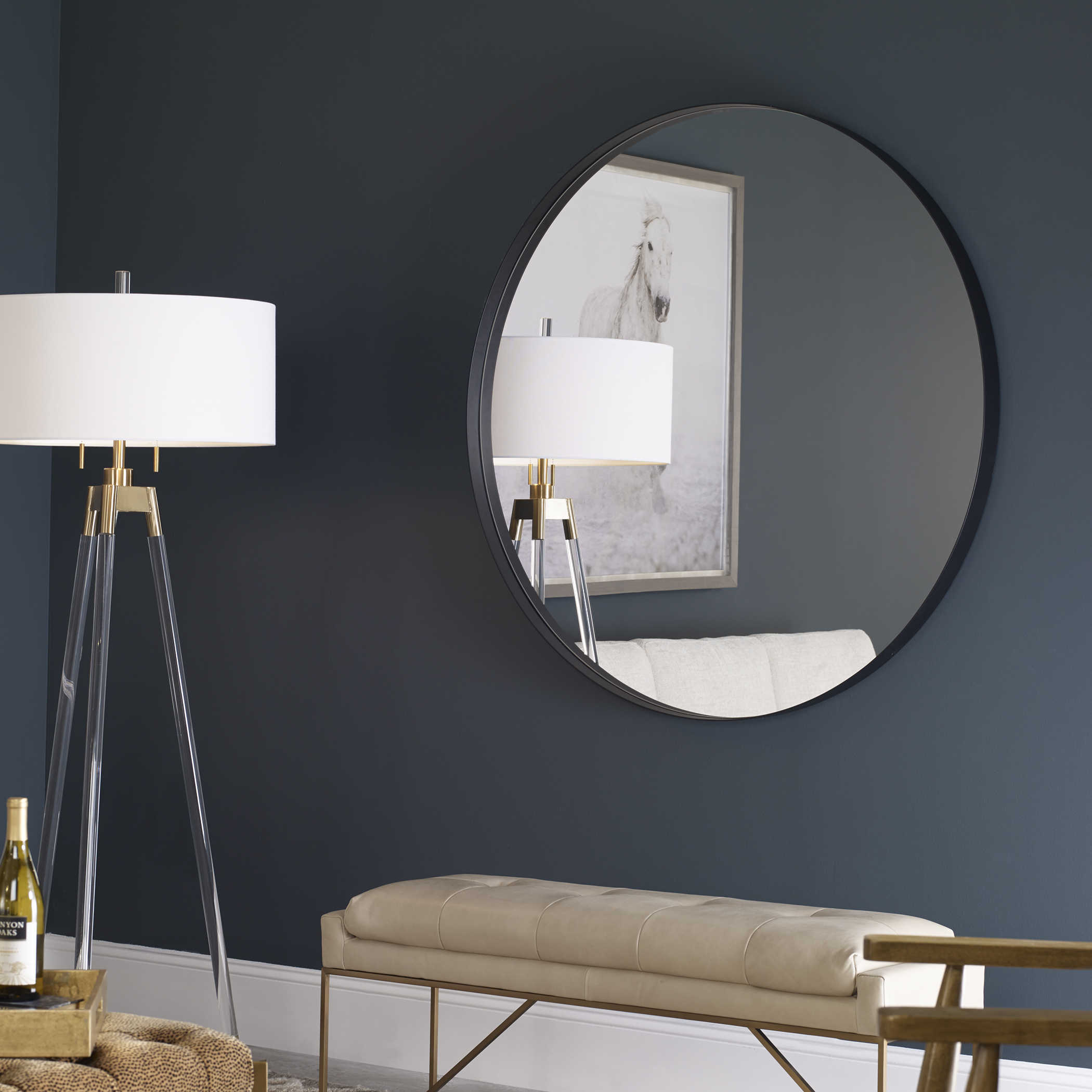 Padria Round Mirror - Black by Uttermost