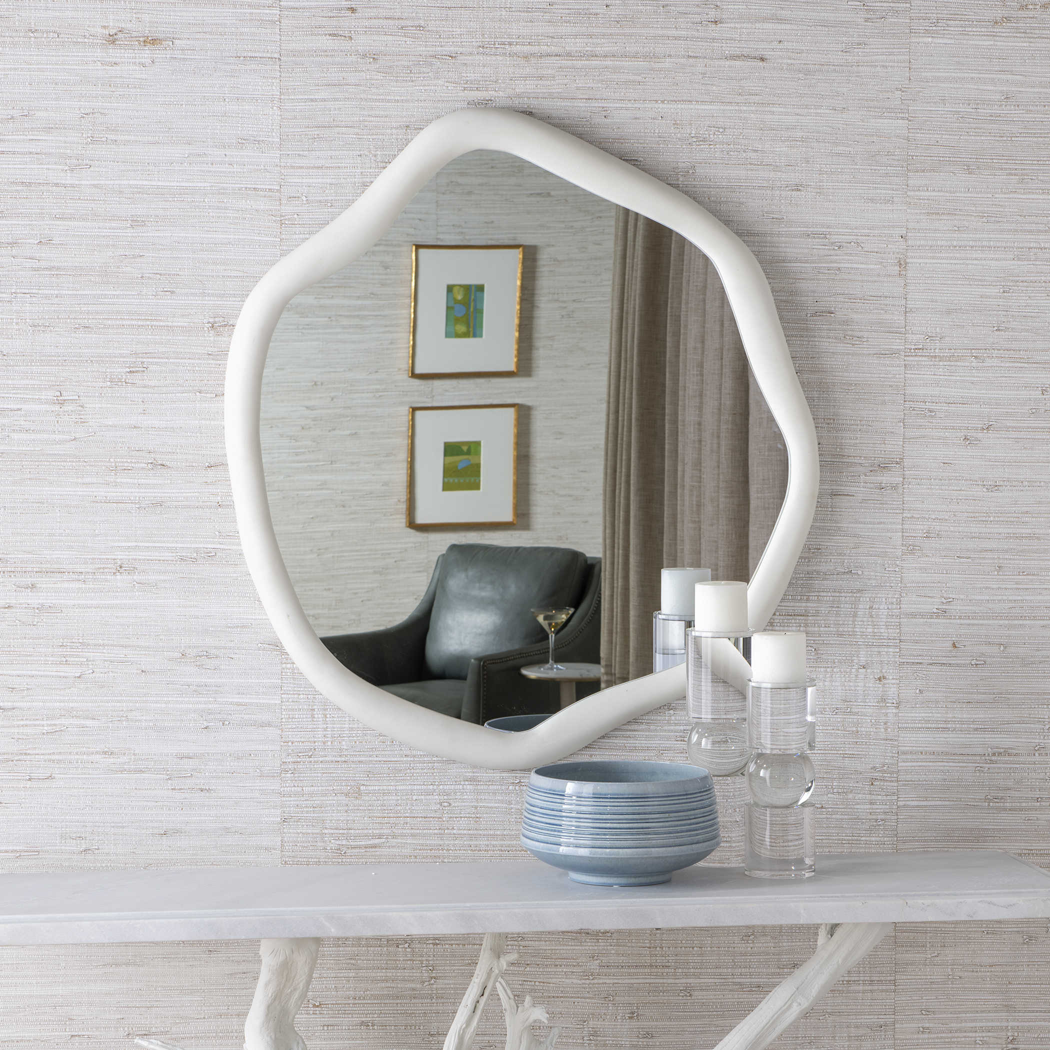 Amorphic Mirror in Ivory Stone - Large by Uttermost