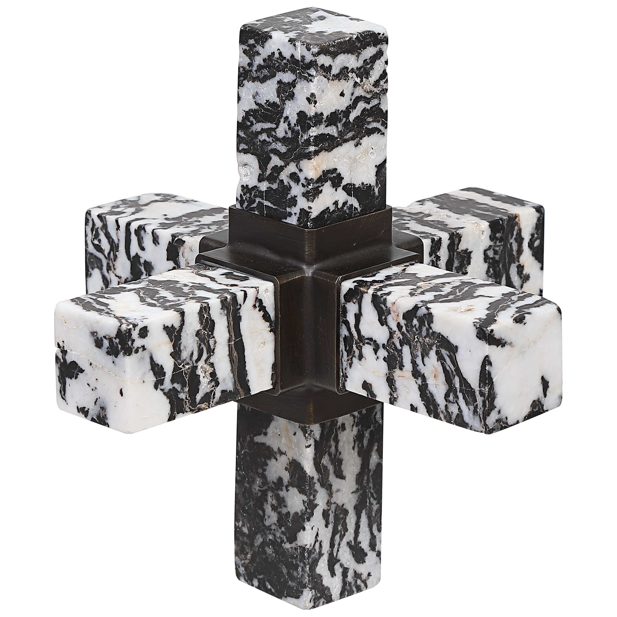 Double Cross Sculpture - Zebra Stone by Uttermost