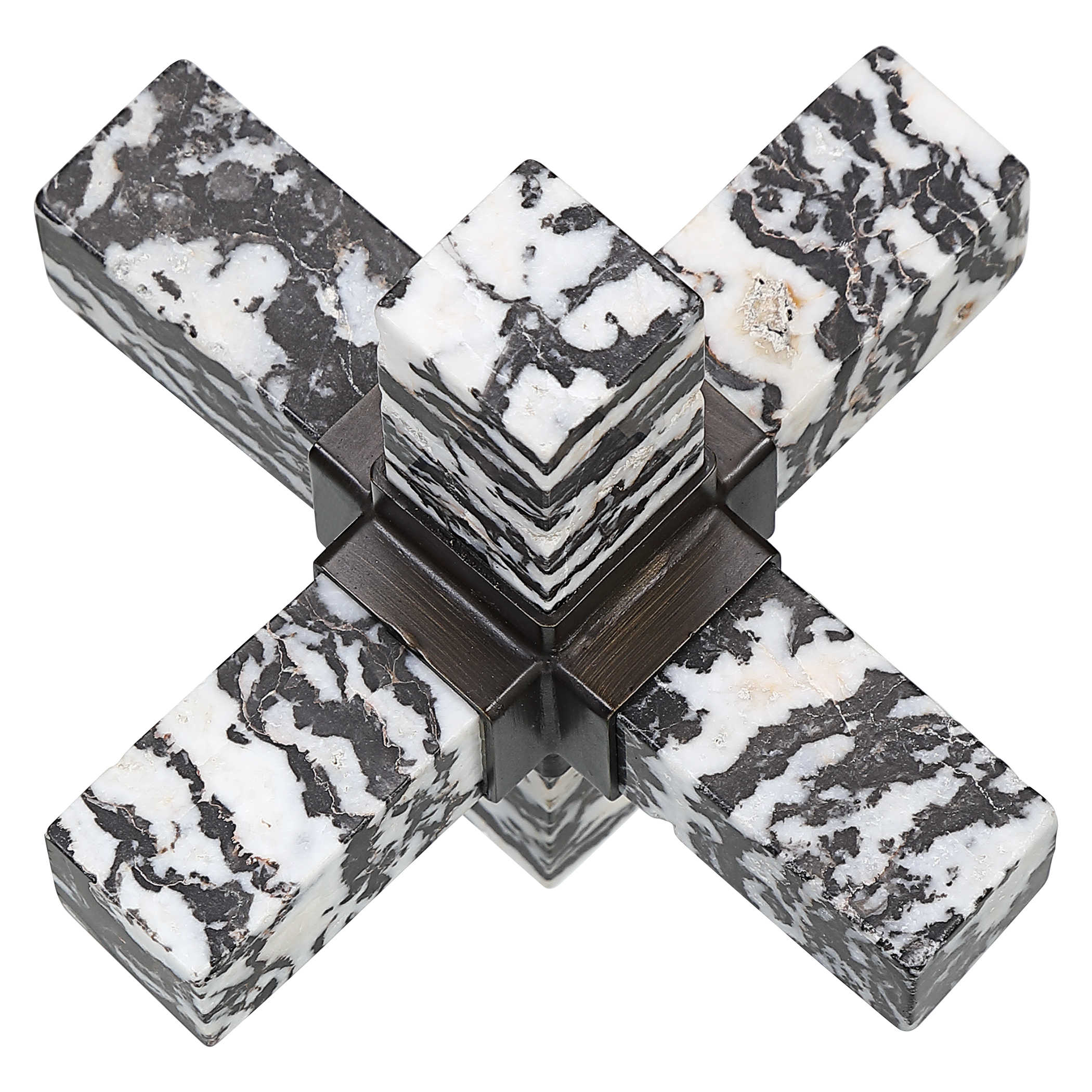Double Cross Sculpture - Zebra Stone by Uttermost