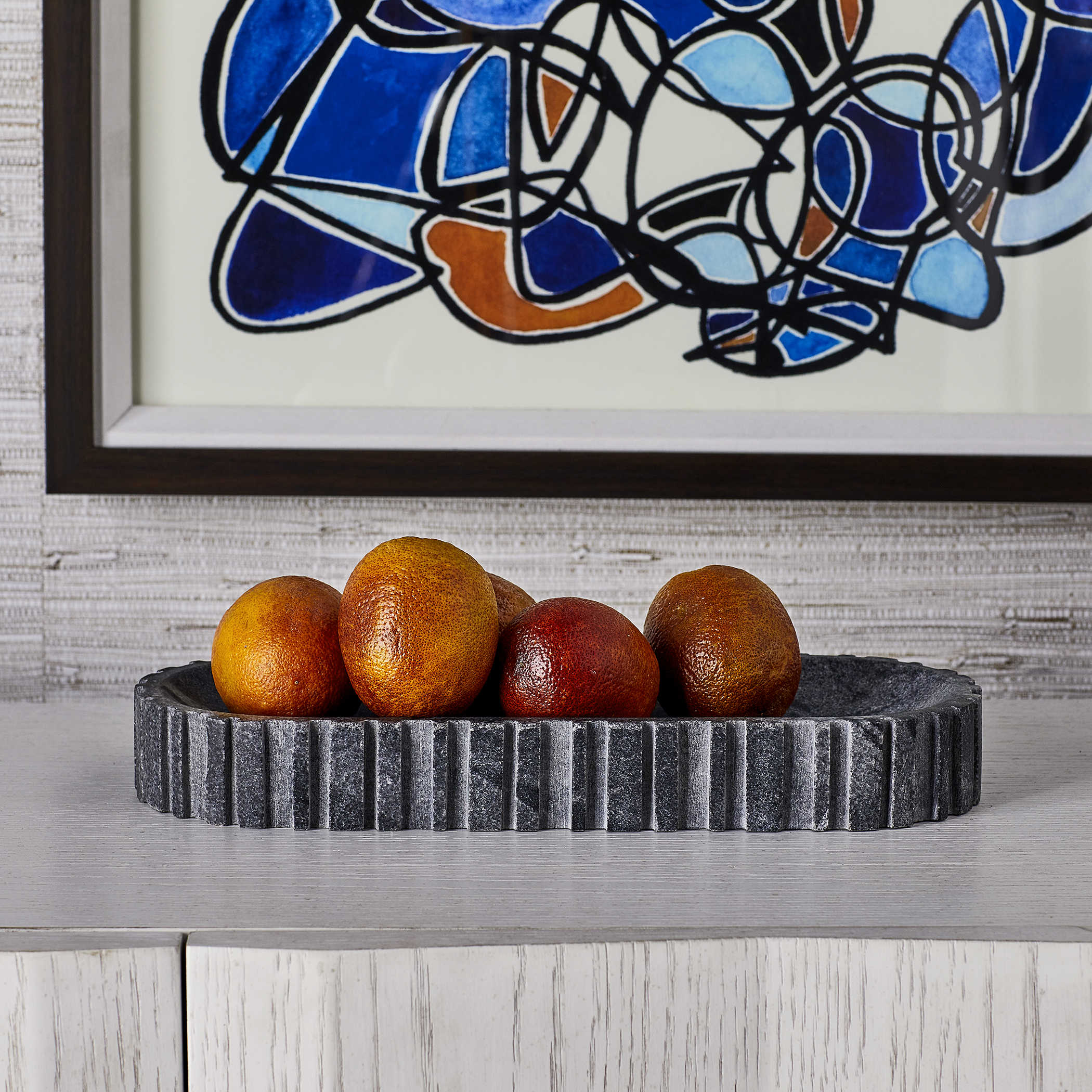 Big Pill Bowl/Tray - Black and White Marble by Uttermost