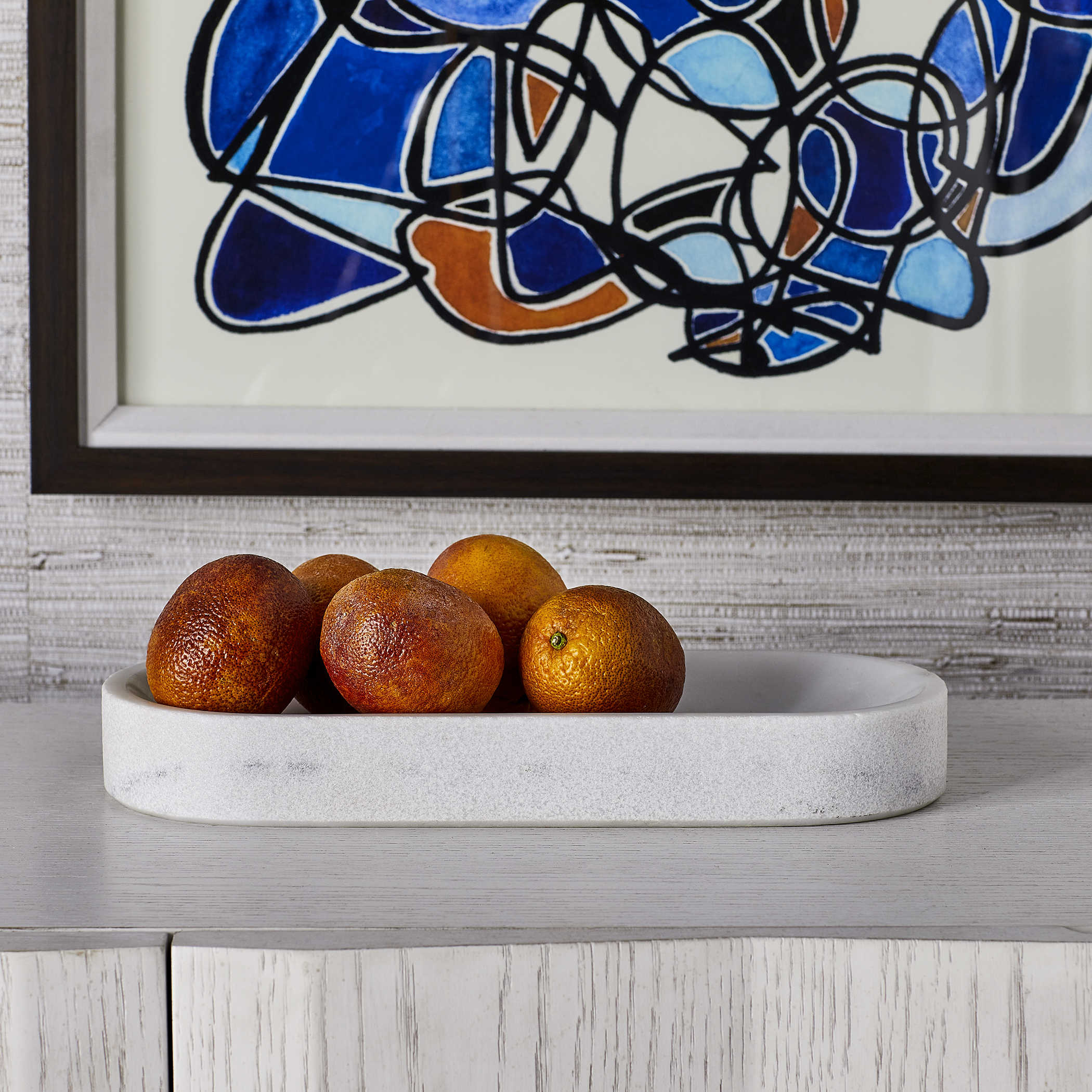 Big Pill Bowl/Tray - White Marble by Uttermost