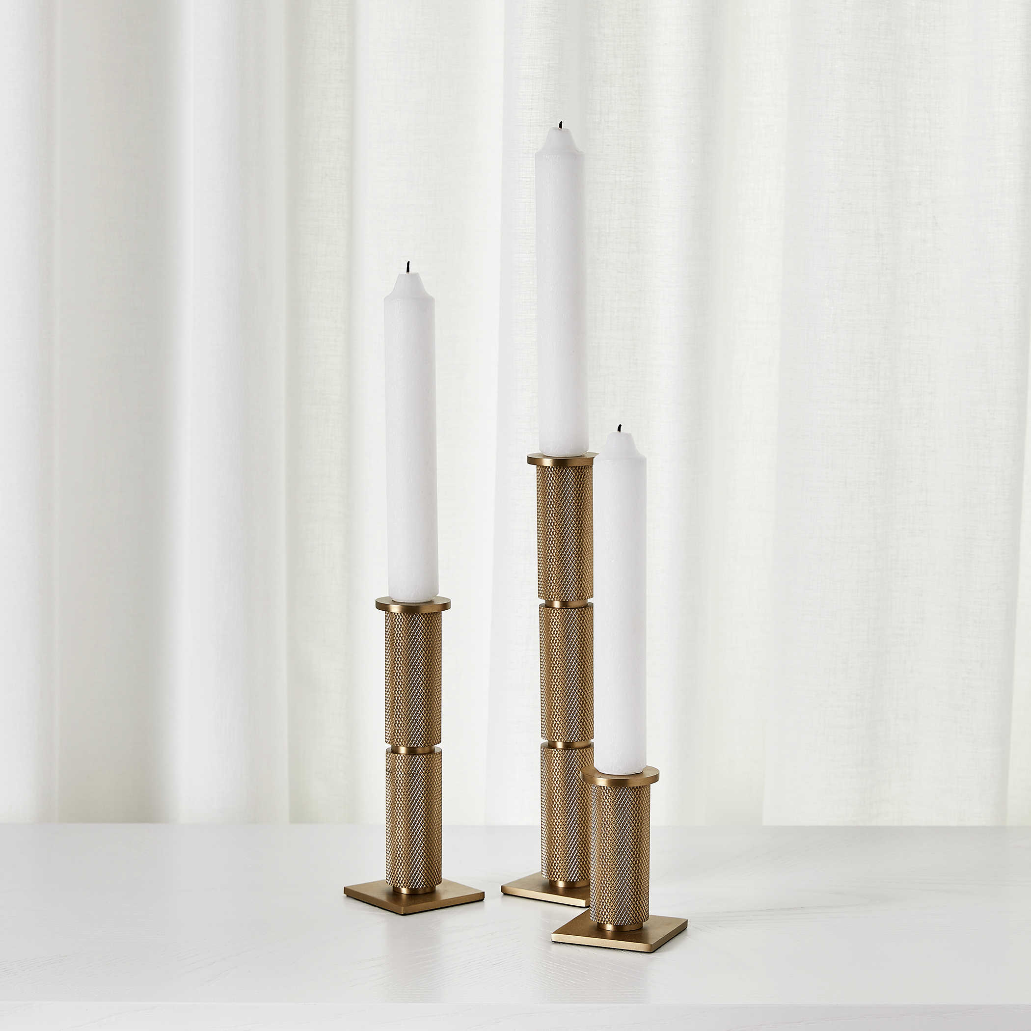 Knurled Taper Candleholders - Set of 3 by Uttermost