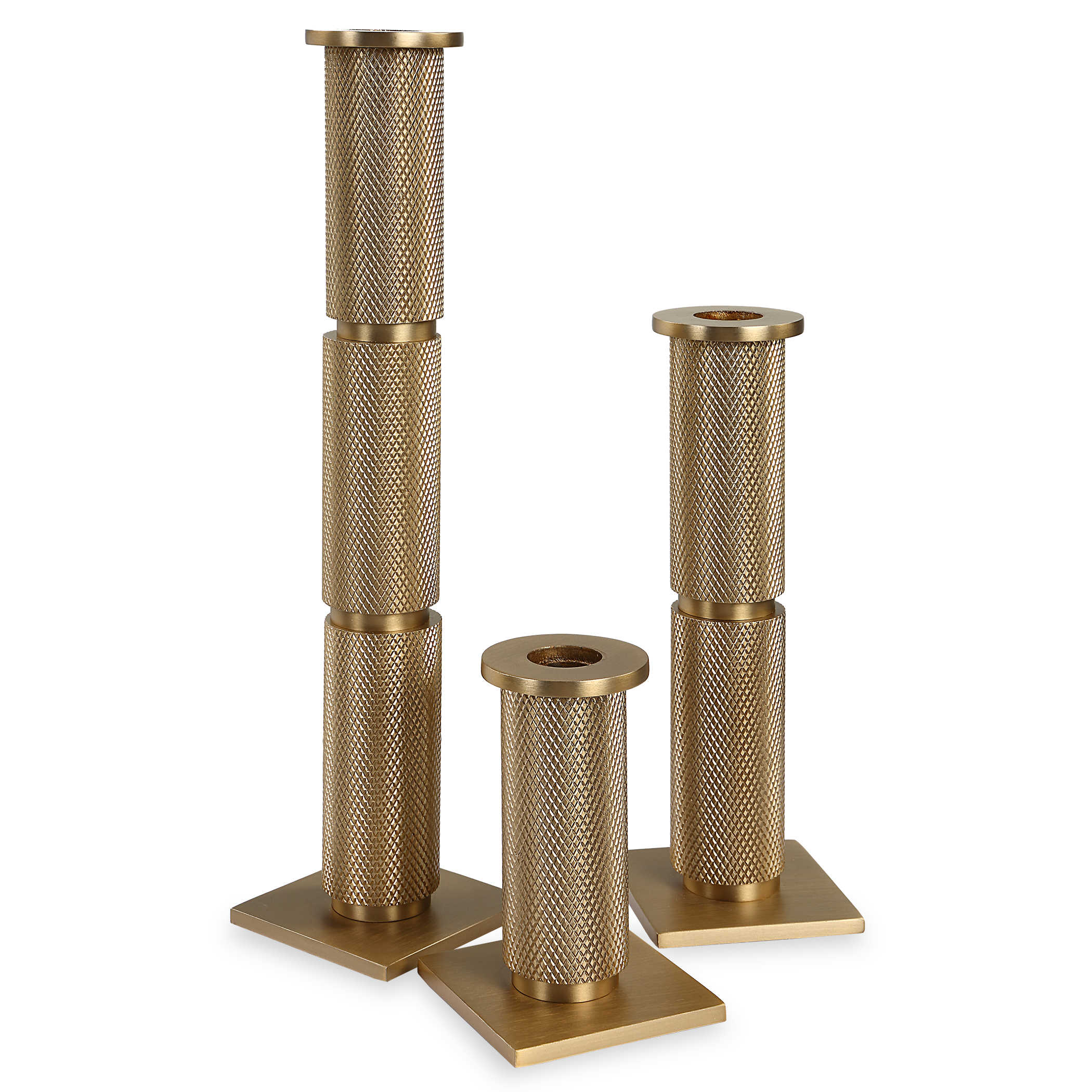 Knurled Taper Candleholders - Set of 3 by Uttermost