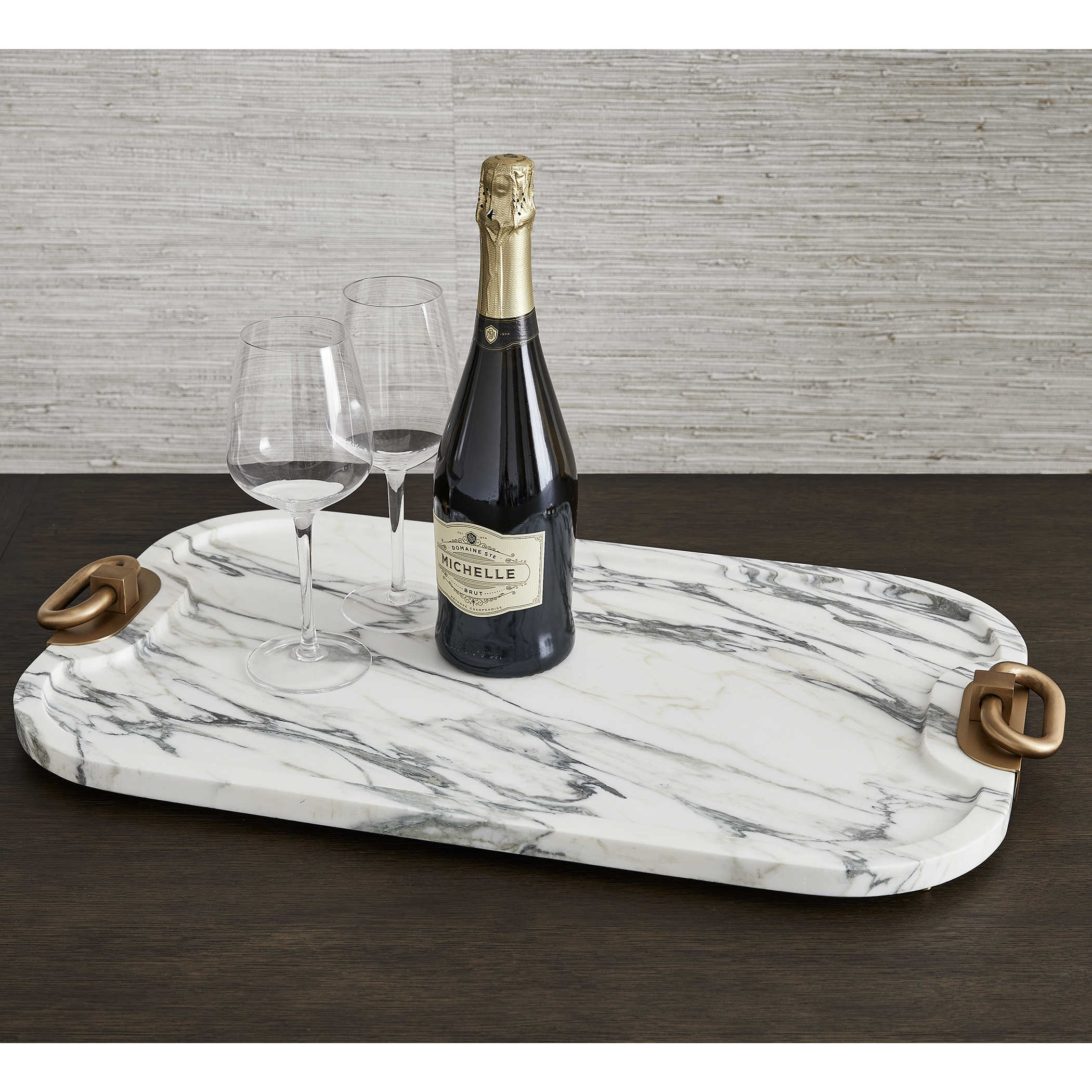Hippodrome Tray - Arabescato Marble by Uttermost