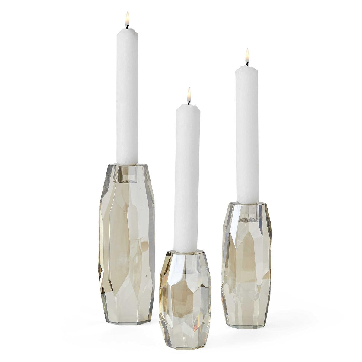 Multifaceted Taper Candleholders - Crystal - Set of 3 by Uttermost