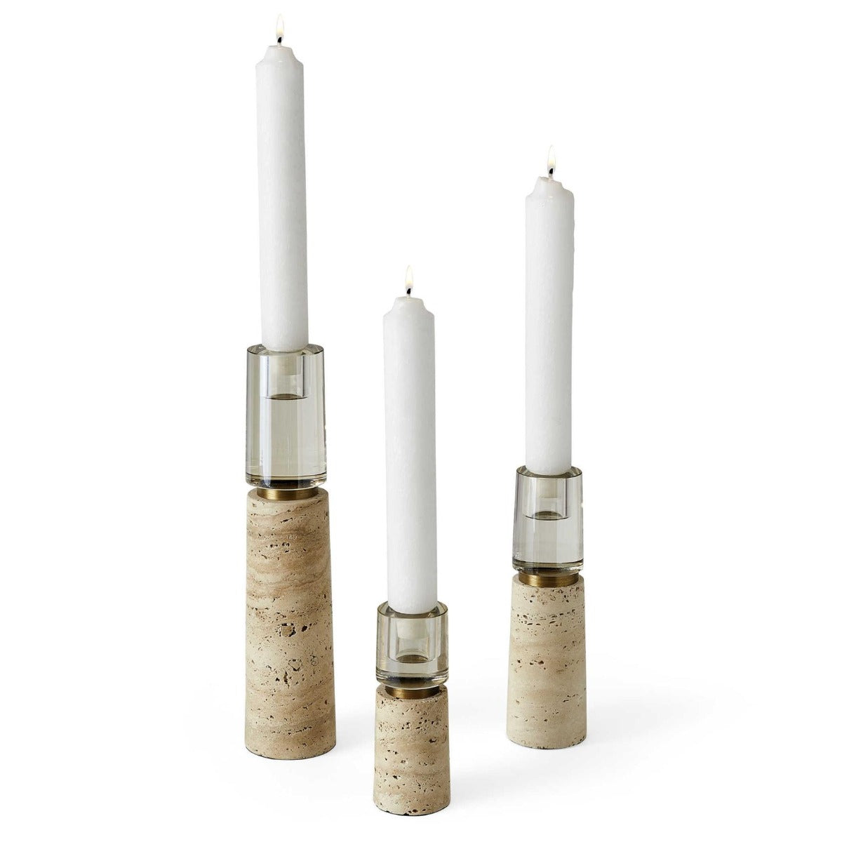 Optic Candleholders - Travertine - Set of 3 by Uttermost