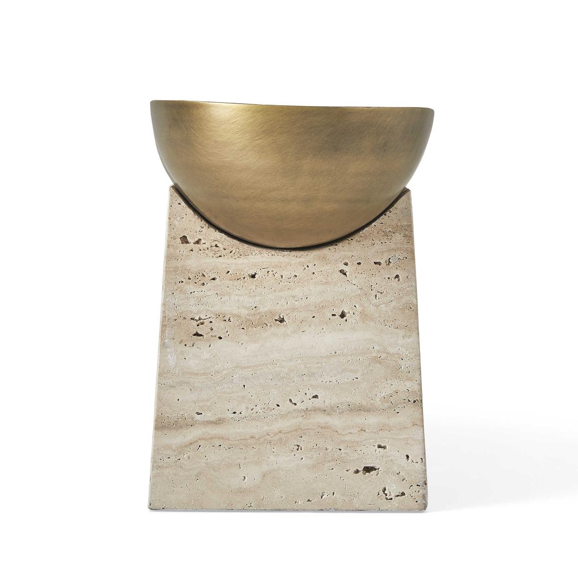 Raised Consciousness Travertine & Brass Bowl - Tall by Uttermost
