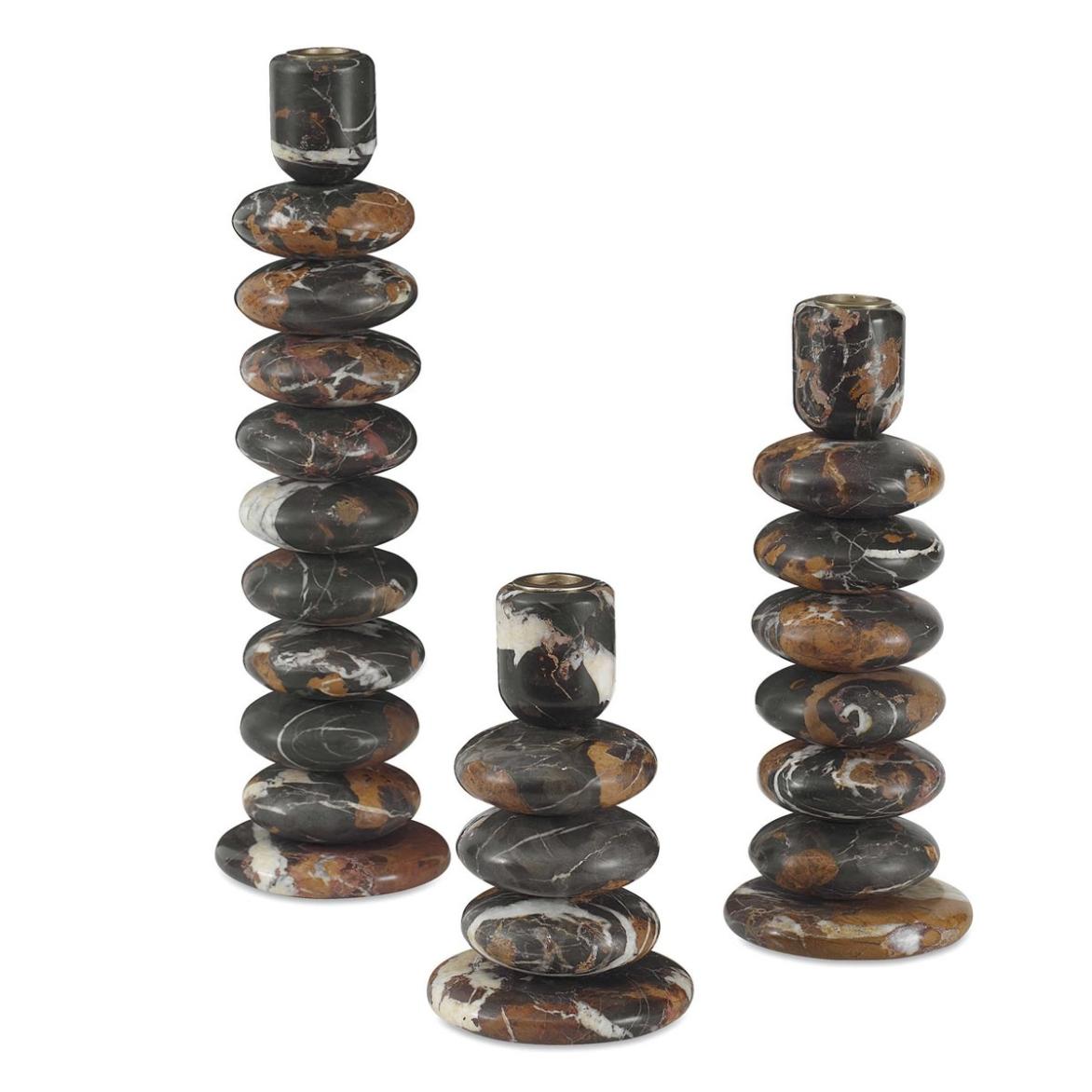 Washed Stones Candleholders - Set of 3 by Uttermost