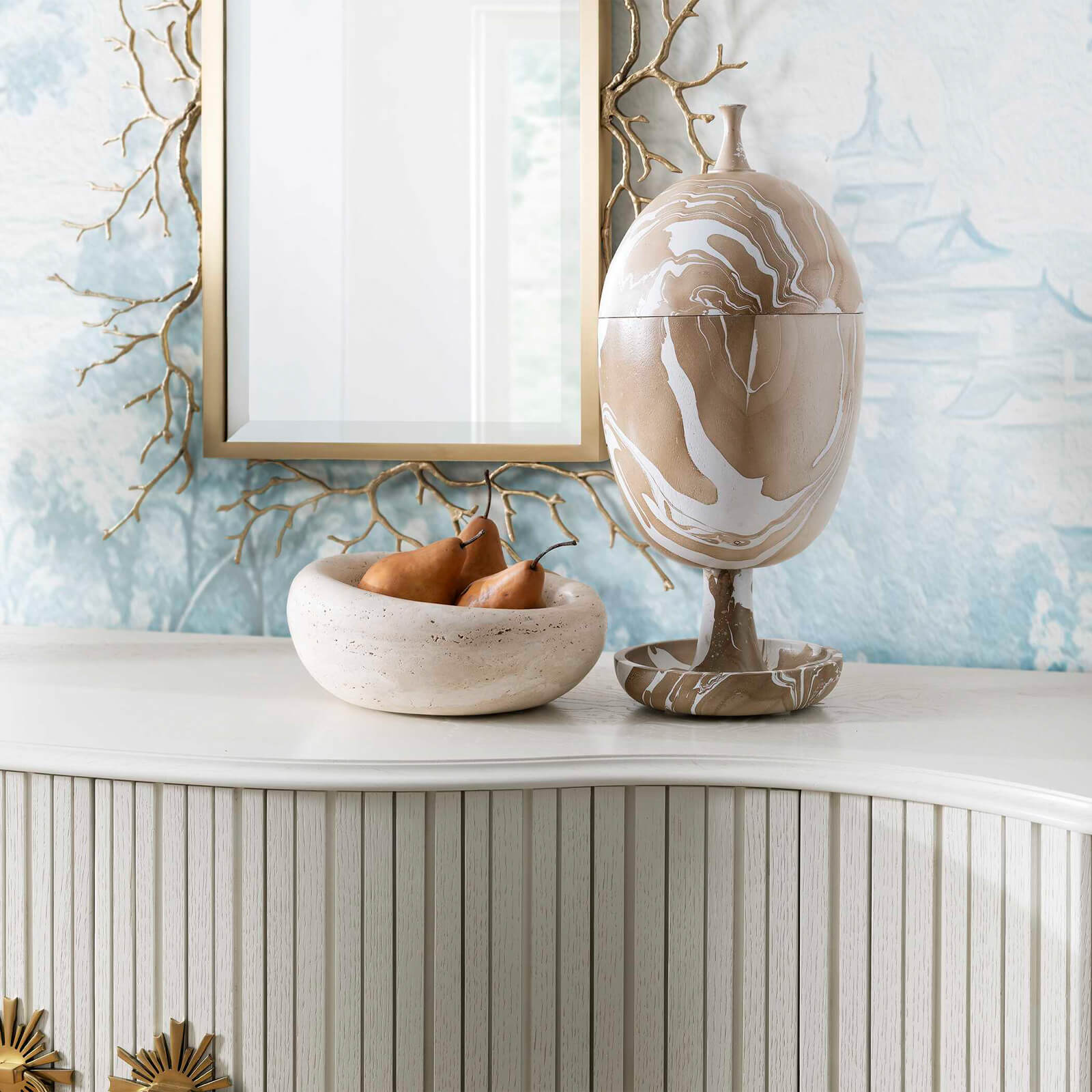 Hadden Hall Urn in Latte Swirl by Uttermost