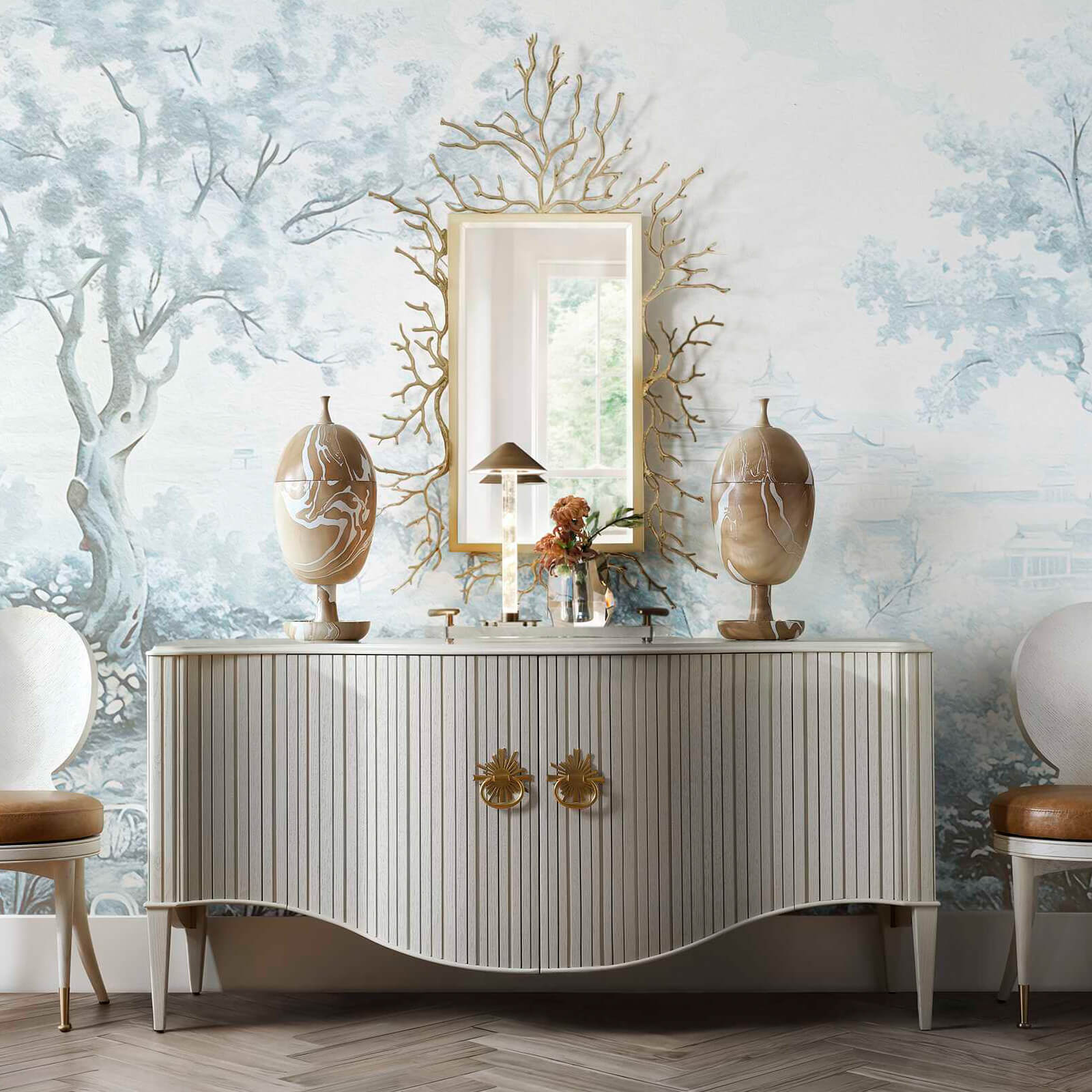 Hadden Hall Urn in Latte Swirl by Uttermost
